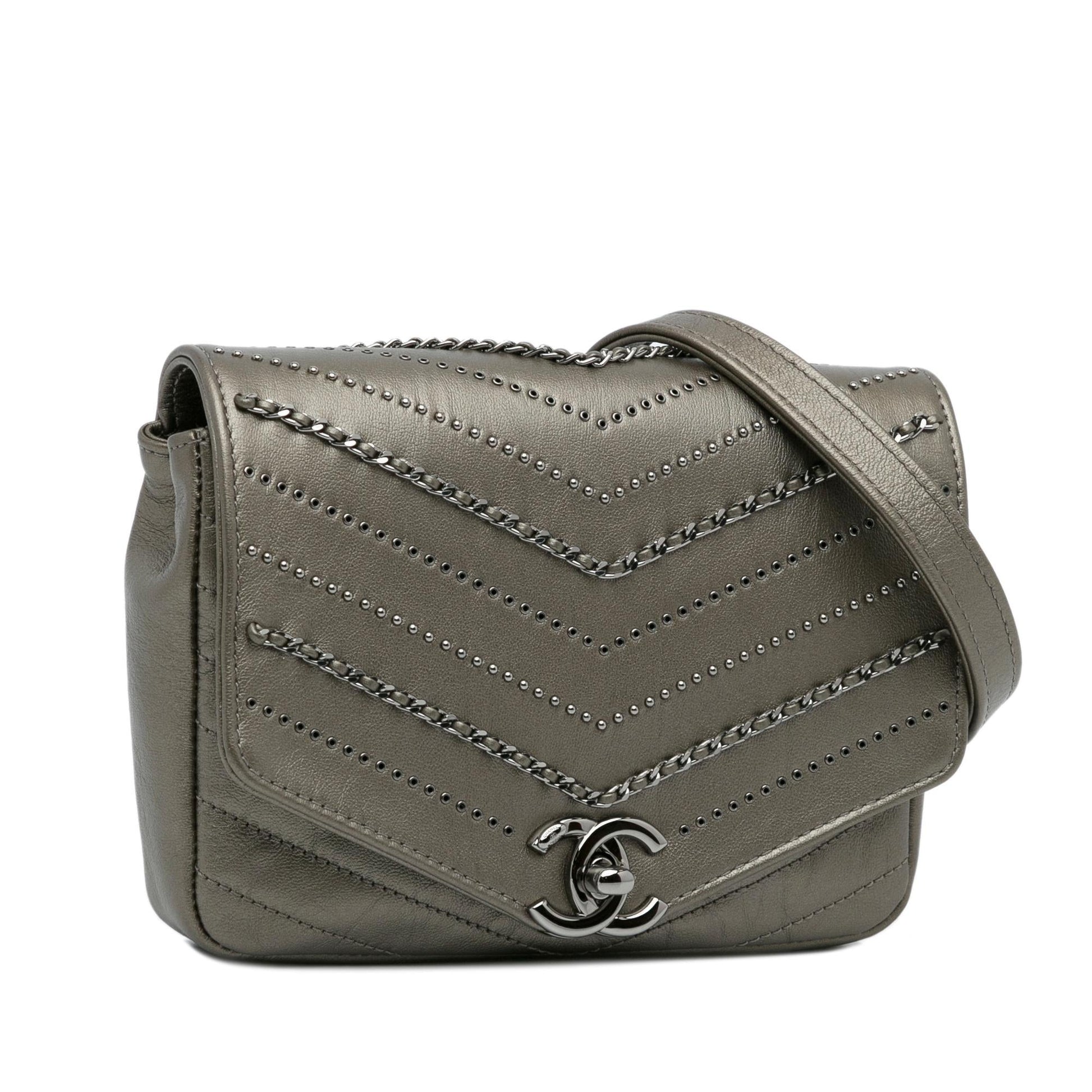 Chanel Chevron Data Center Envelope Flap Small Shoulder Bag
