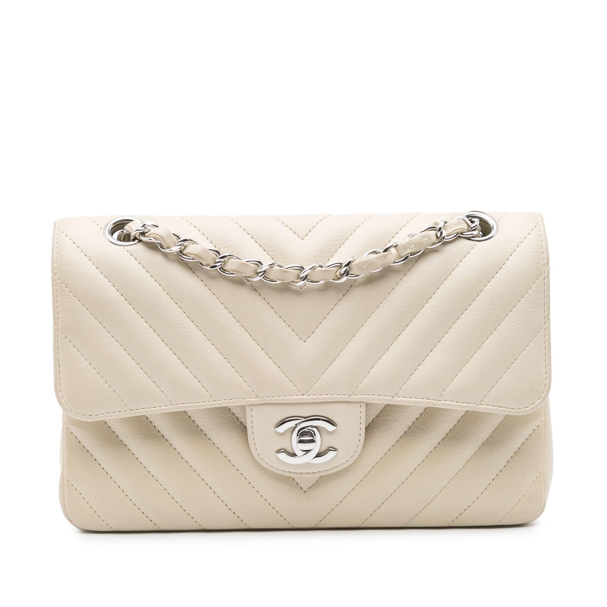 Chanel Classic Chevron Lambskin Double Flap Small Handbag Flap 1