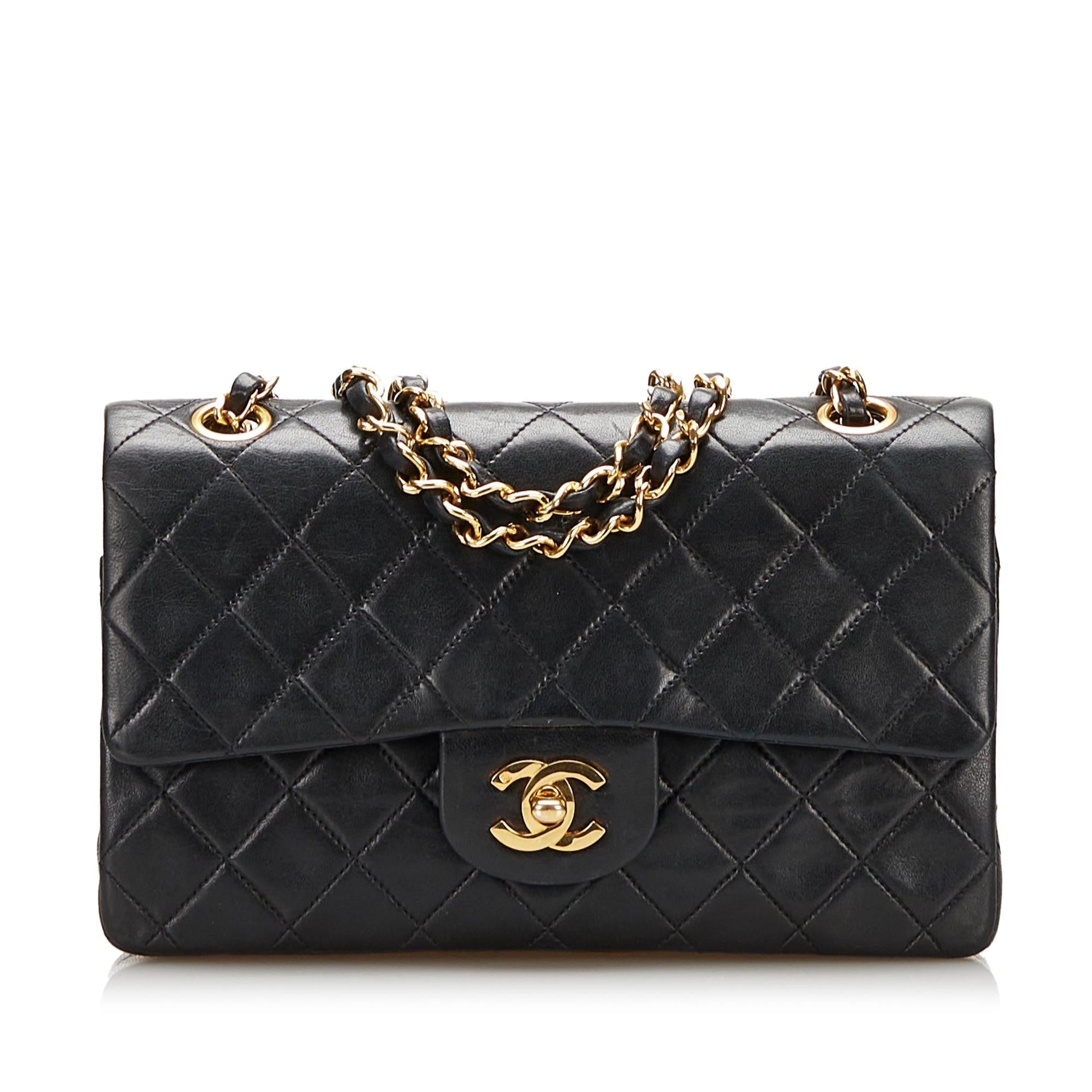 Chanel Classic Lambskin Double Flap SHG Small Handbag Flap Shg