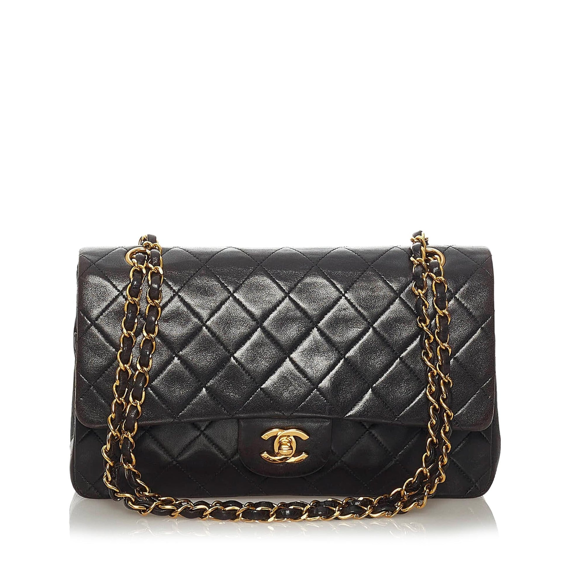 Chanel Classic Lambskin Double Flap SHG Small Leather Shoulder Bag Bag Shg