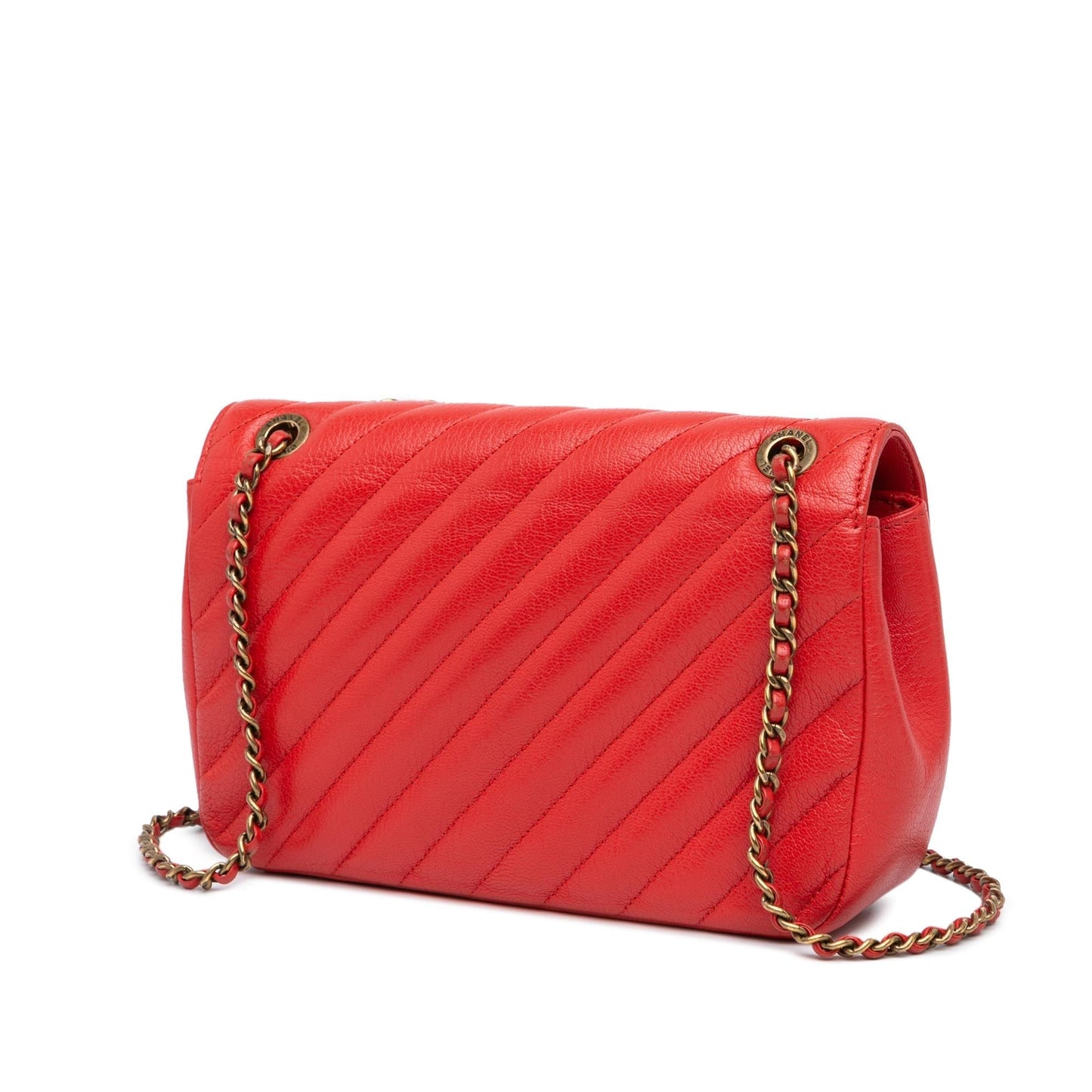 Chanel Diagonal Quilted Goatskin Flap Small Handbag