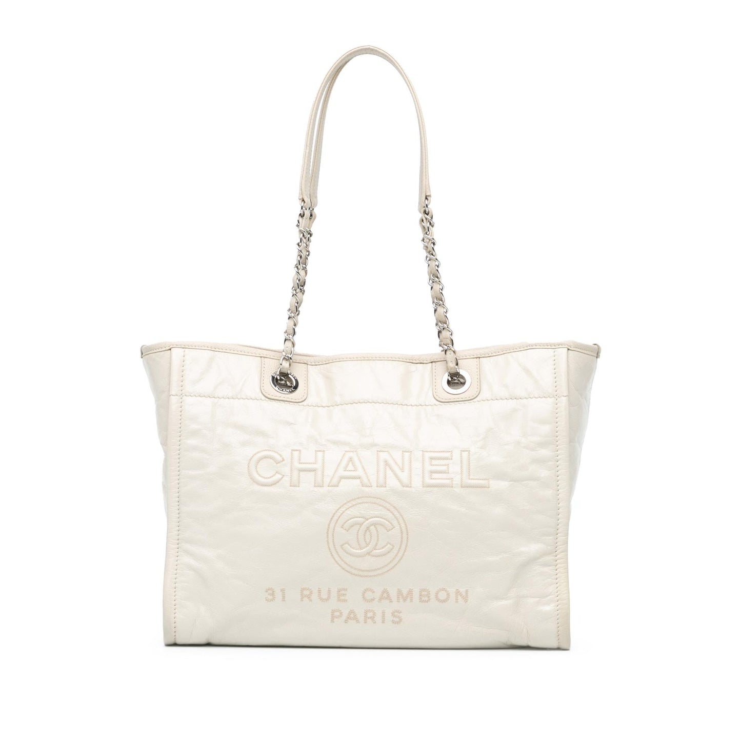 Chanel Glazed Calfskin Deauville SHG-QE8xIp Small Tote Bag