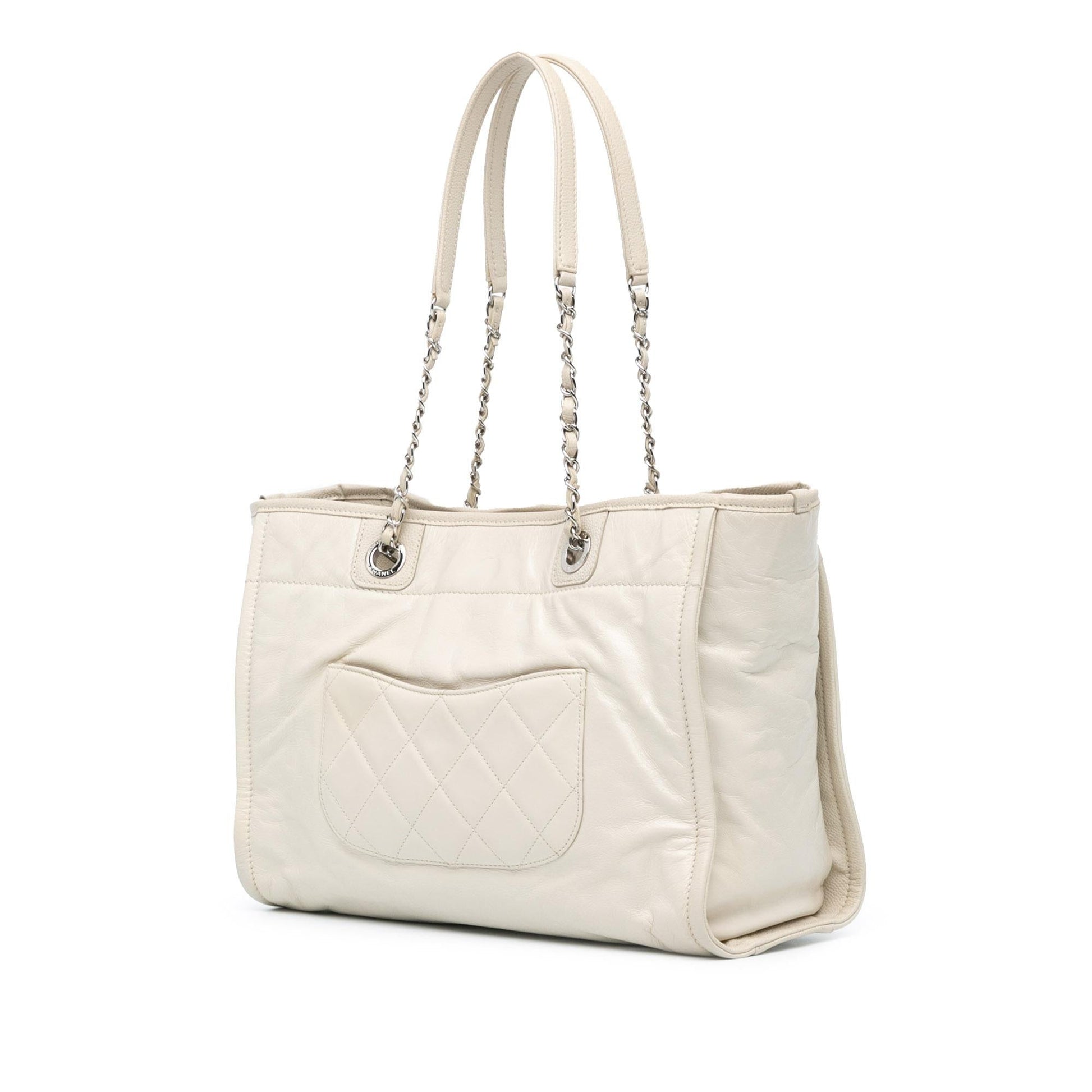 Chanel Glazed Calfskin Deauville Small Tote Bag