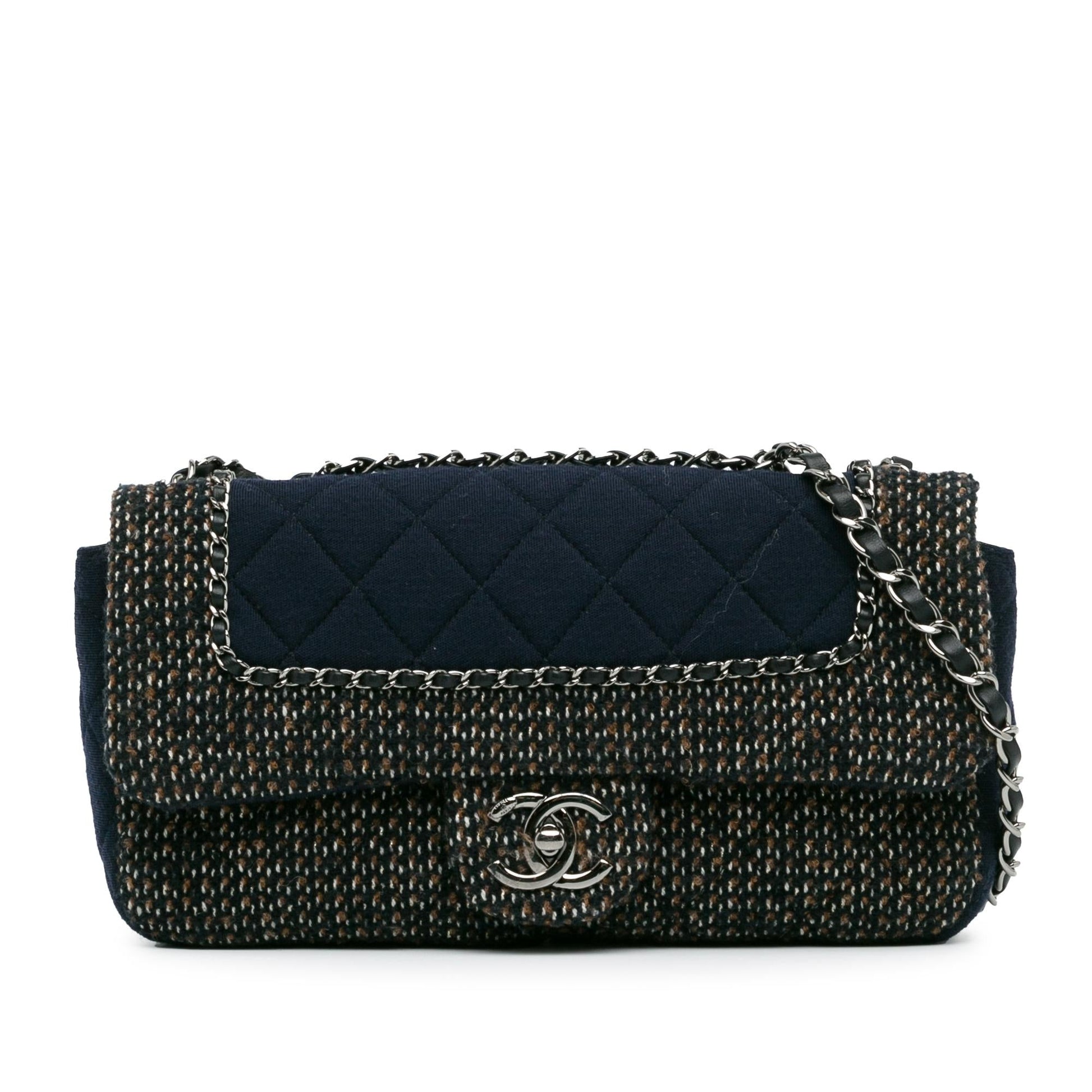 Chanel Jersey Tweed Flap Small Handbag Tweed Flap