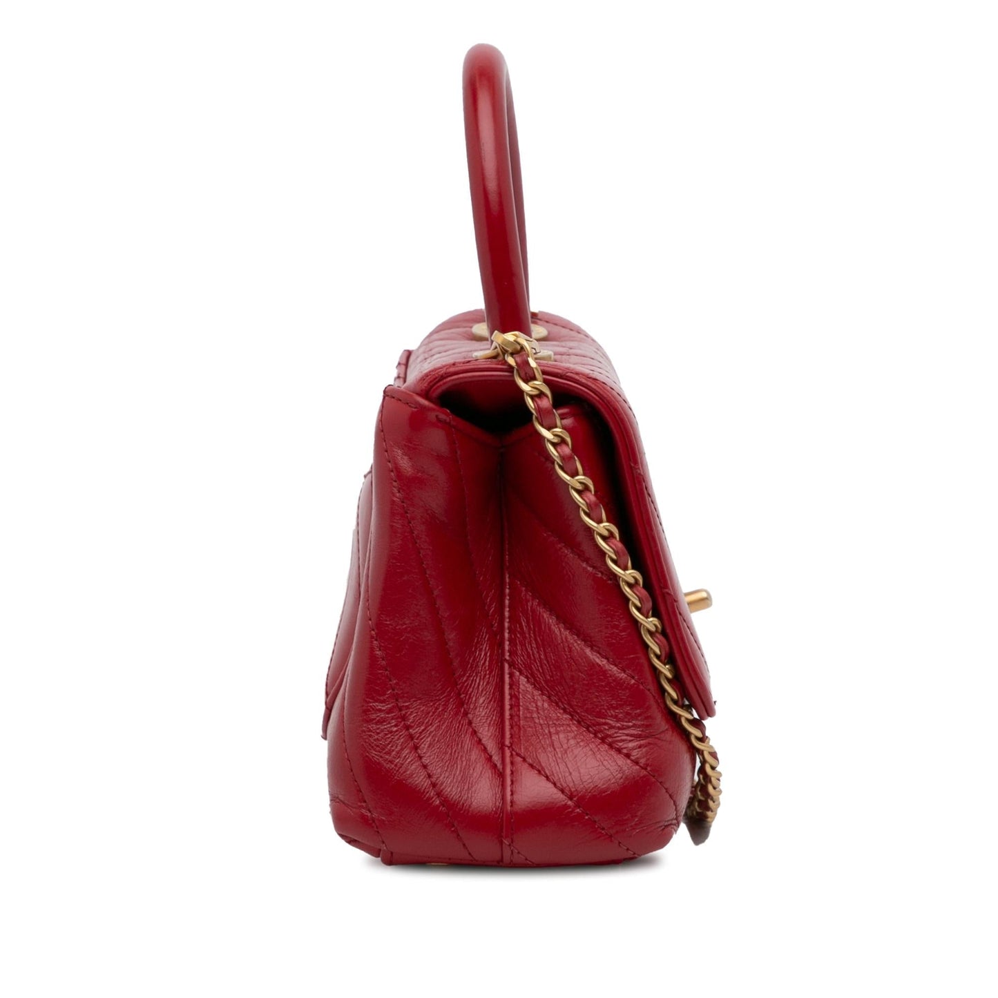 Chanel Lambskin Chevron Coco Top Handle Small Handbag Bag 2