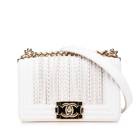 Chanel Lambskin Embroidered Boy Flap Small Handbag