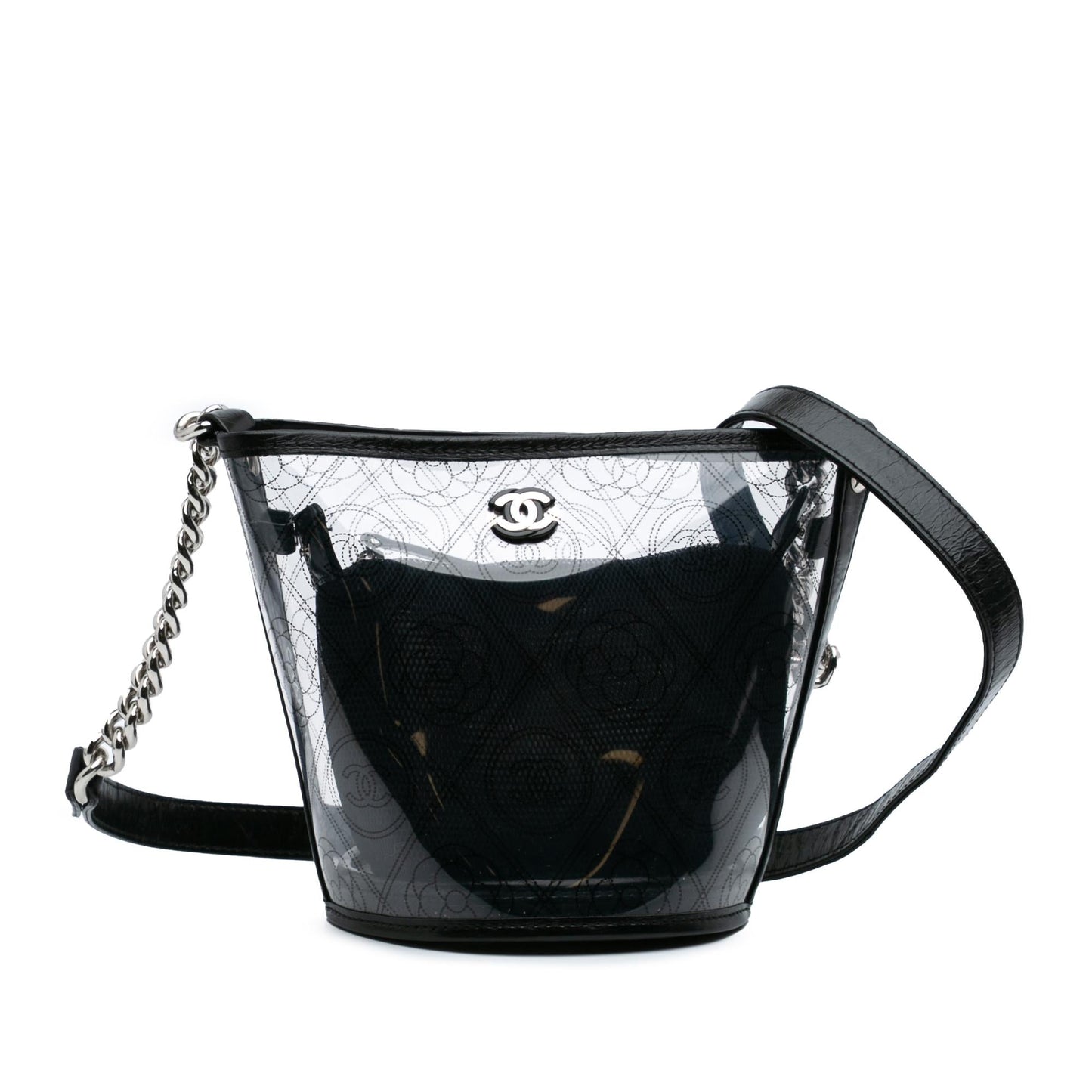 Chanel PVC Crumpled Calfskin Camellia Coco Bucket Small Bucket Bag