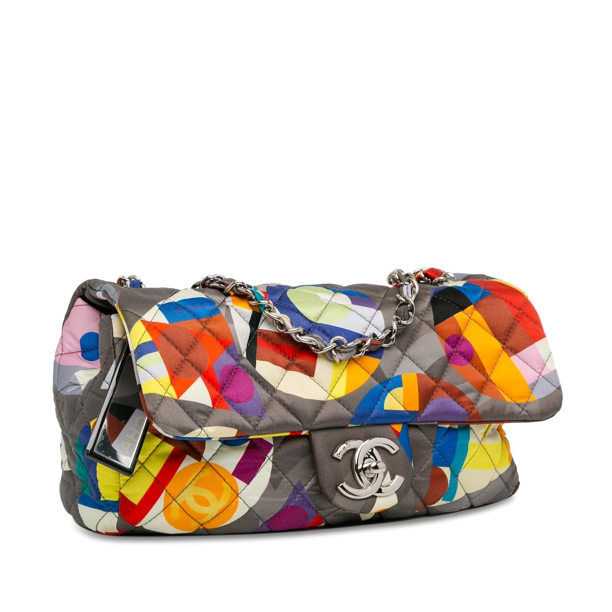 Chanel Printed Nylon Coco Color Flap Small Handbag