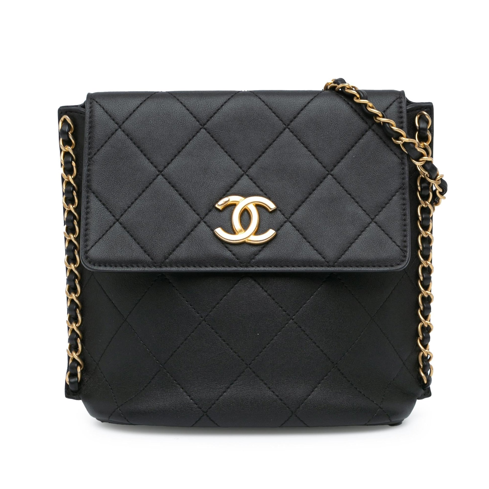 Chanel Quilted Calfskin Hobo Flap Small Shoulder Bag