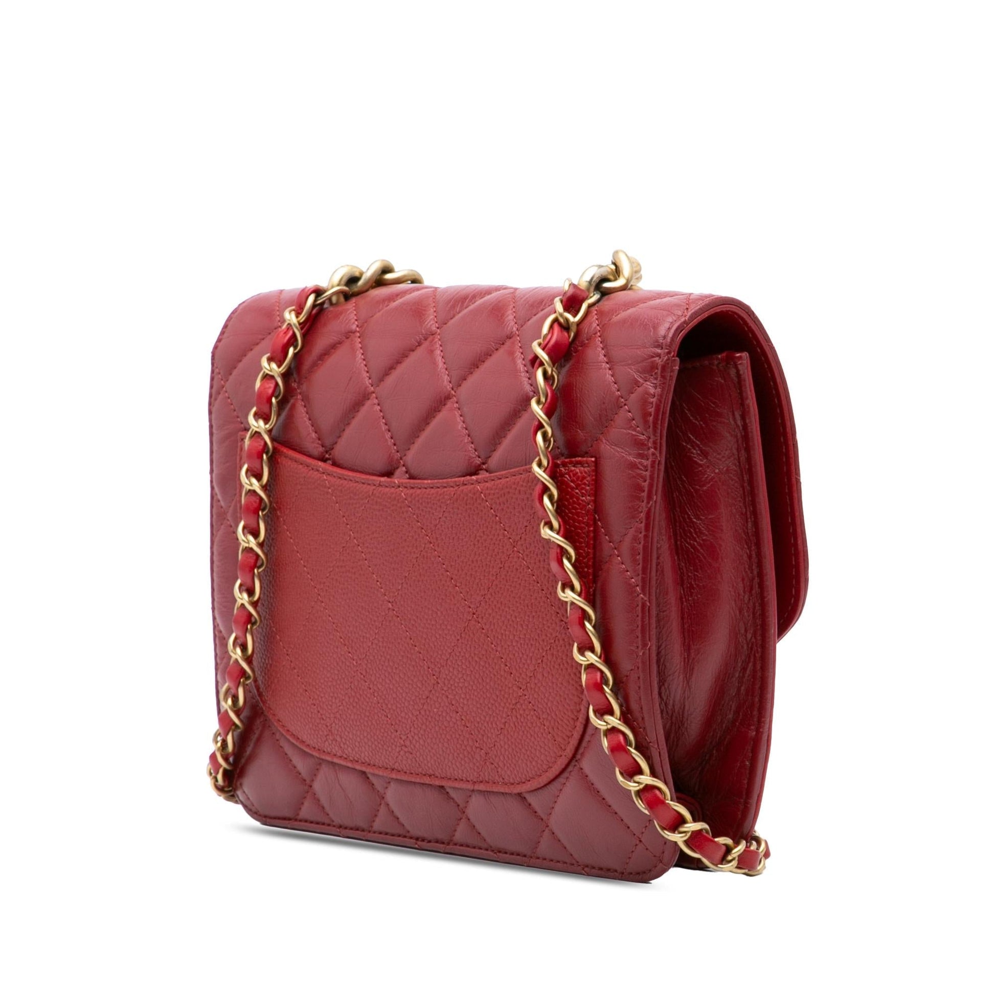 Chanel Quilted Calfskin Caviar Handle Flap Small Handbag Flap 2
