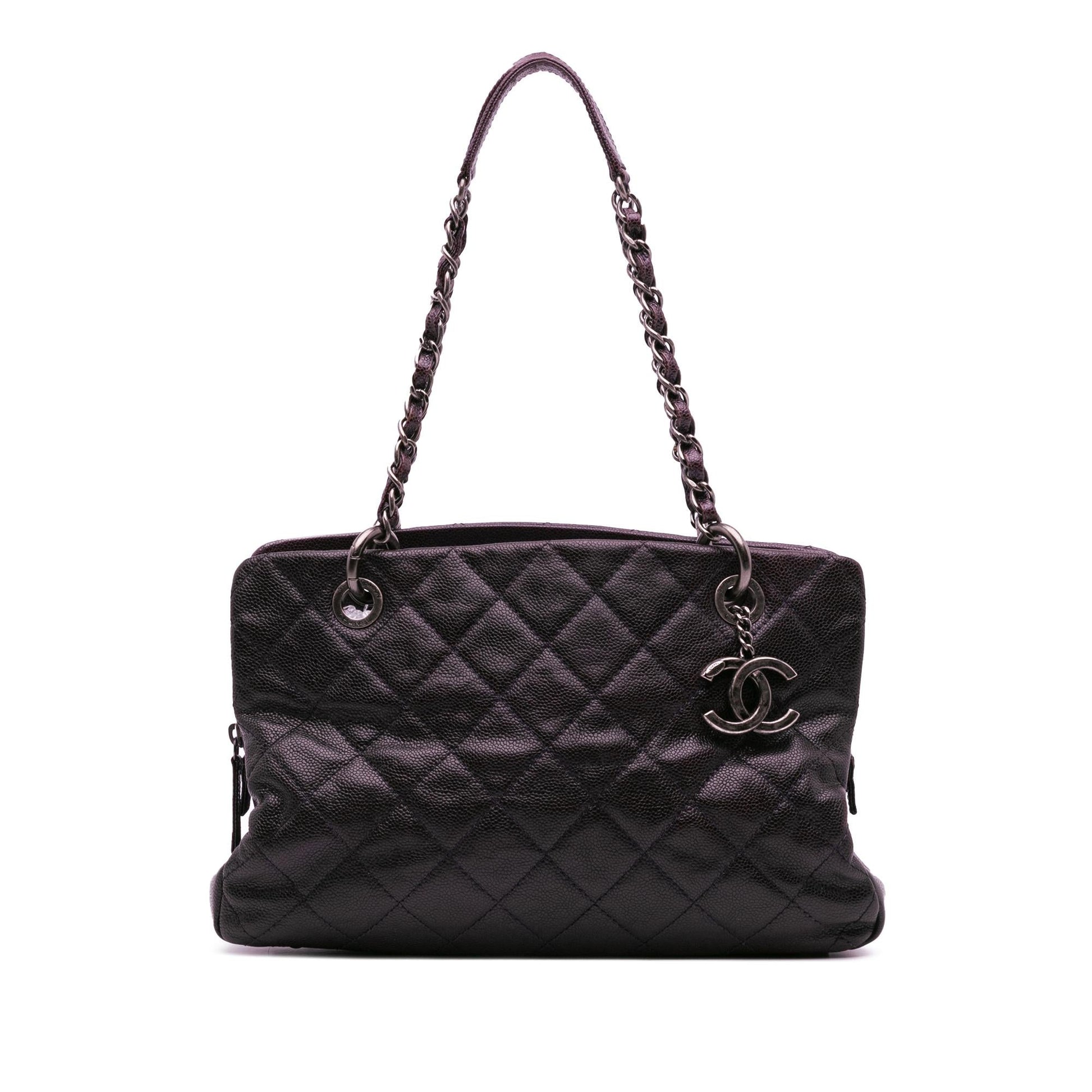 Chanel Quilted Iridescent Caviar Chic Shopping Small Tote Bag