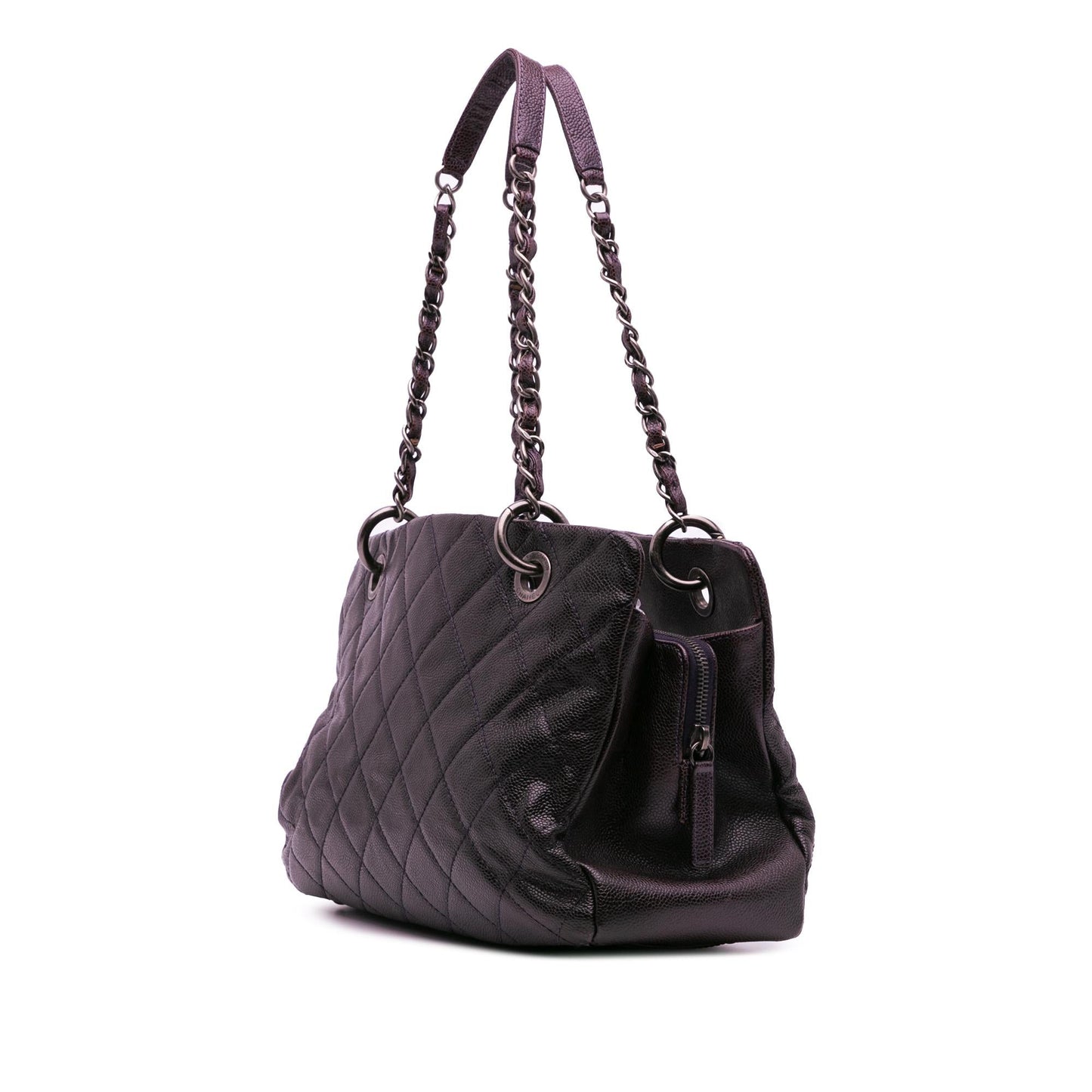 Chanel Quilted Iridescent Caviar Chic Shopping Small Tote Bag