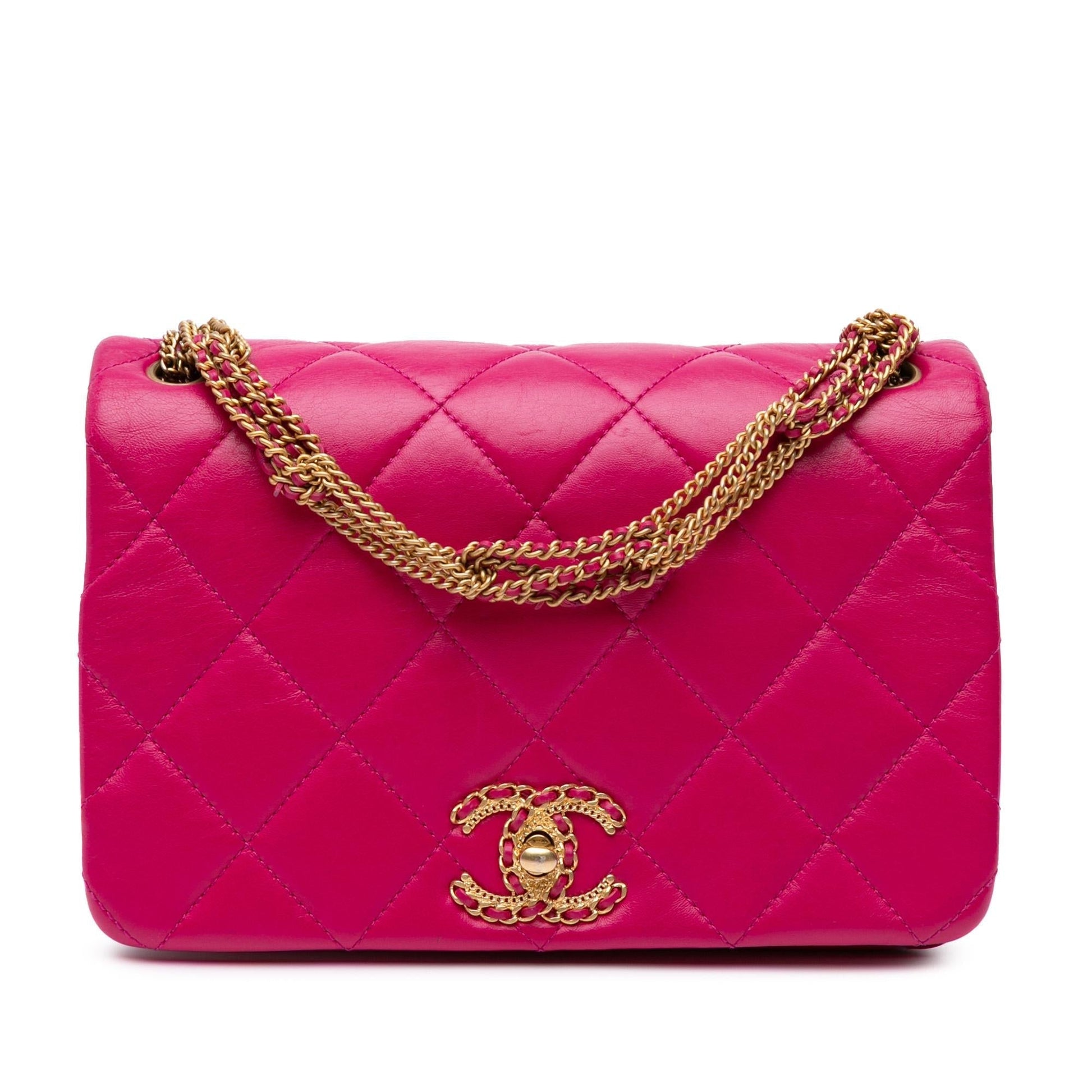 Chanel Quilted Lambskin On Flap Small Handbag Flap 1