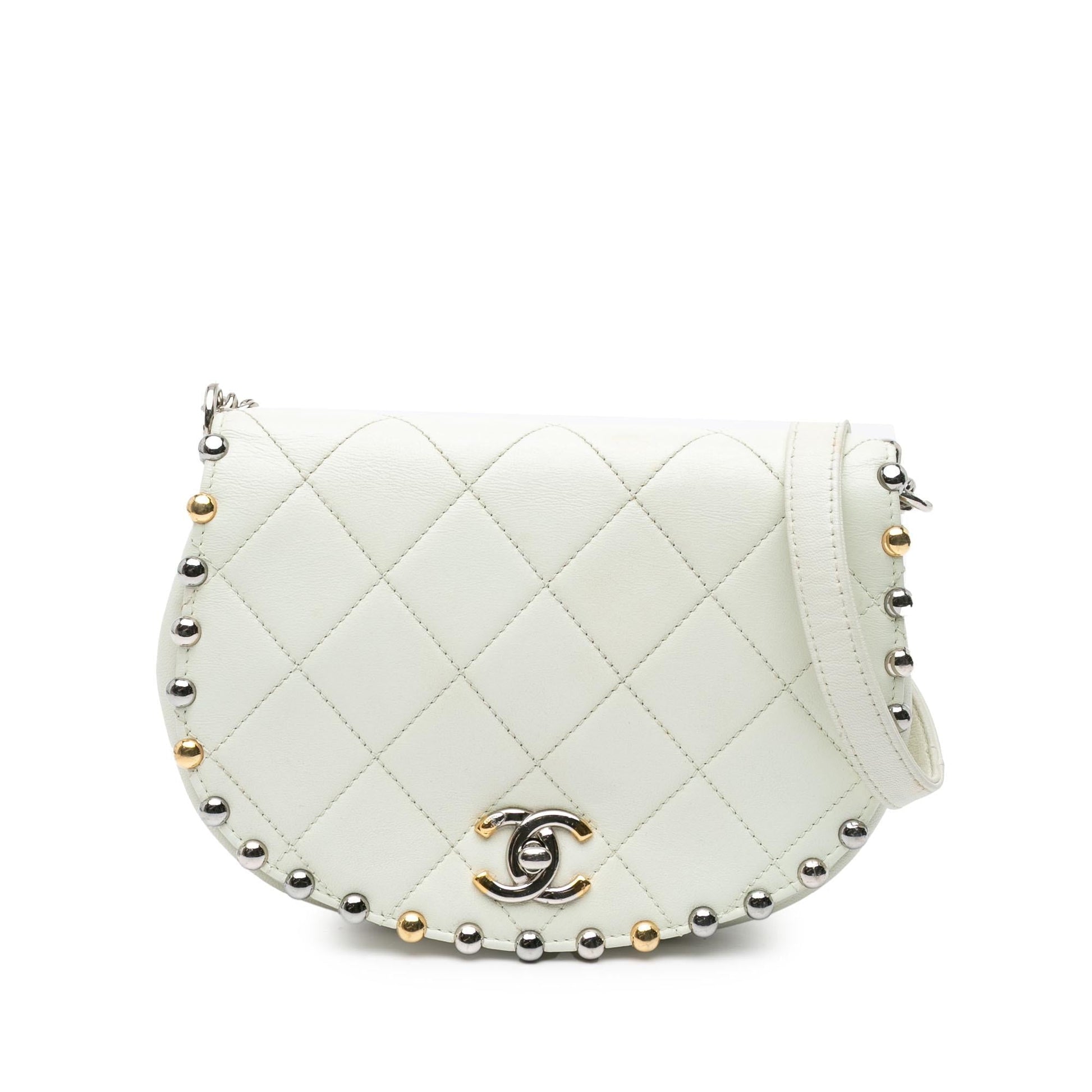 Chanel Quilted Lambskin Studded Bubble Flap Small Handbag Flap 2