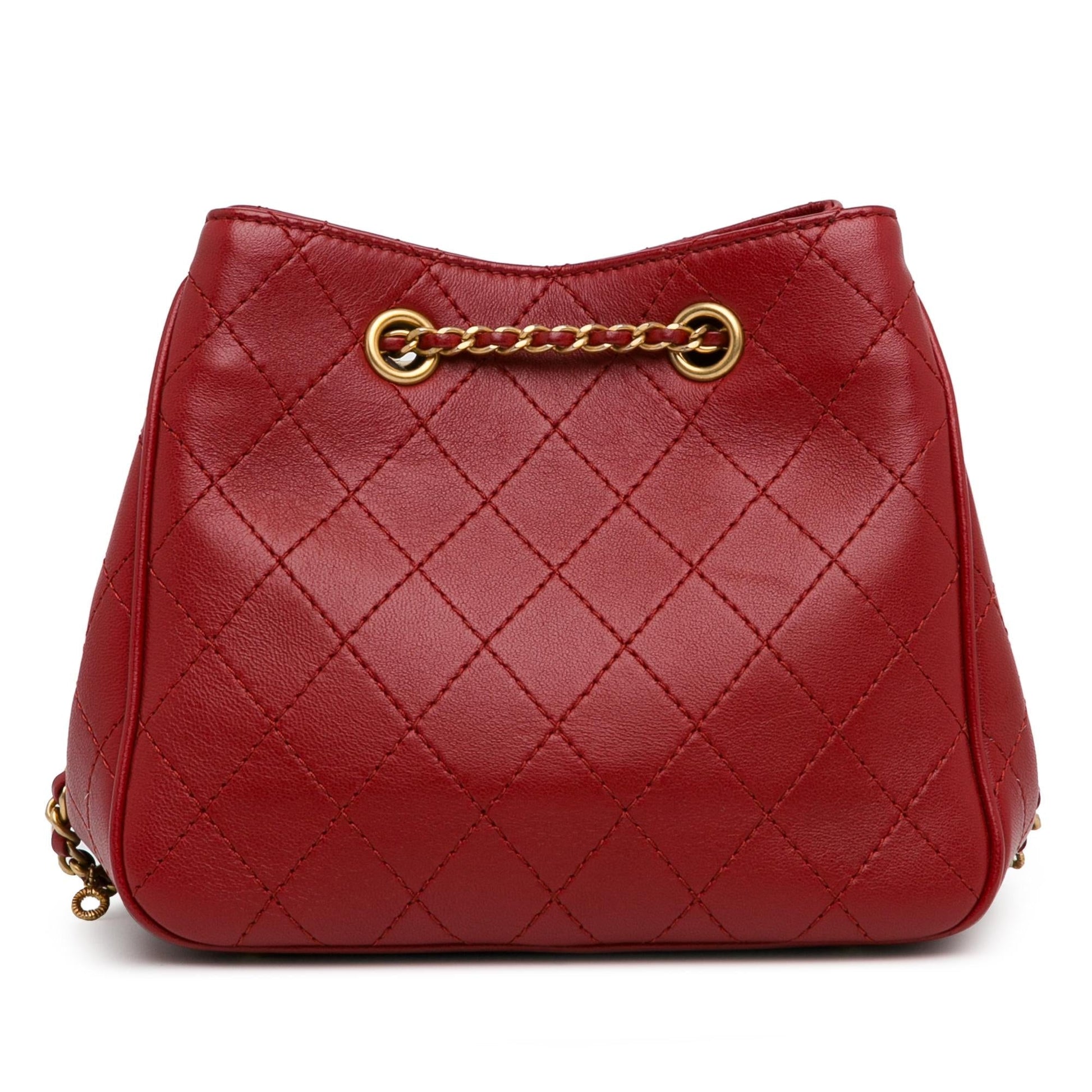 Chanel Stitched Calfskin Egyptian Amulet Drawstring Bucket Small Shoes
