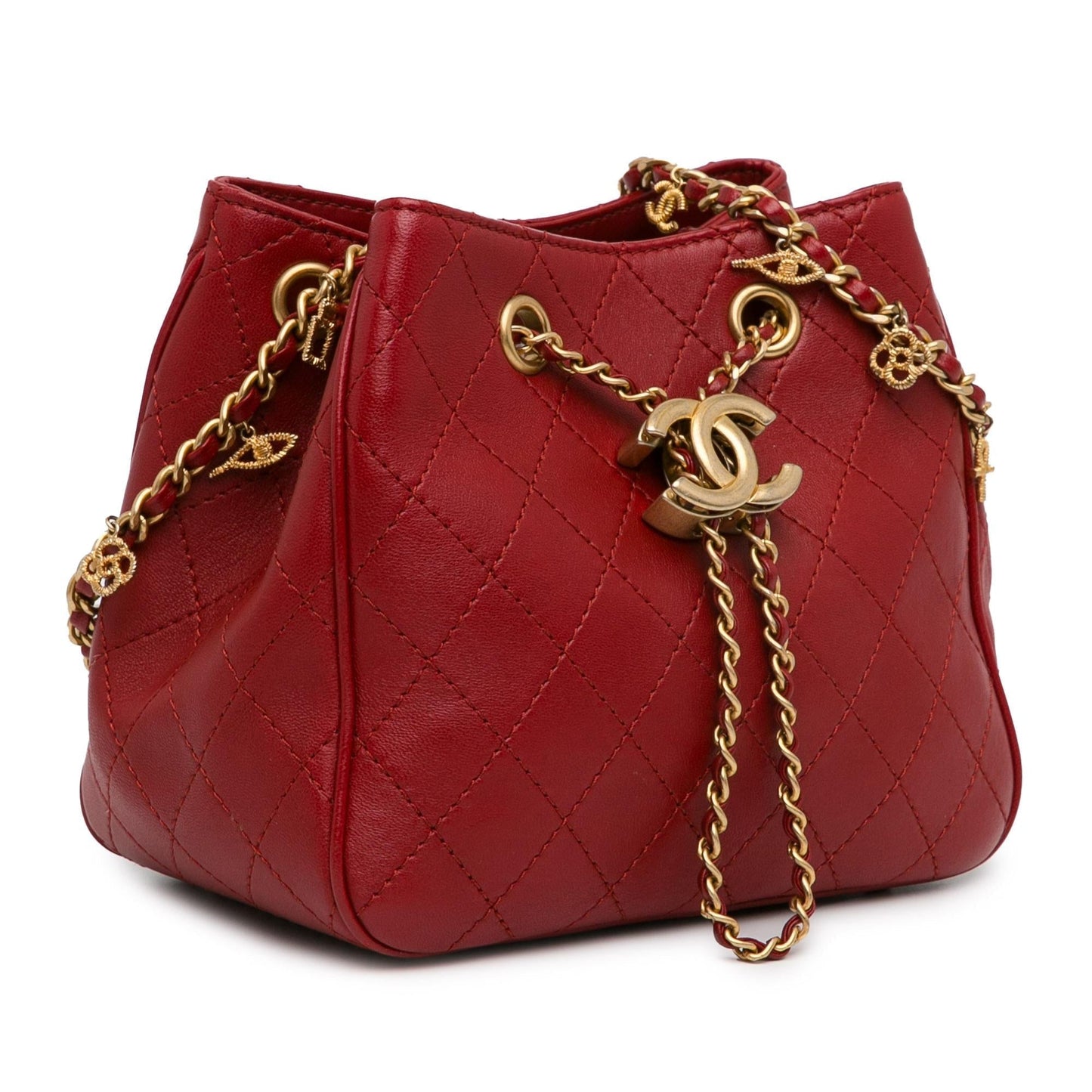 Chanel Stitched Calfskin Egyptian Amulet Drawstring Bucket Small Shoes