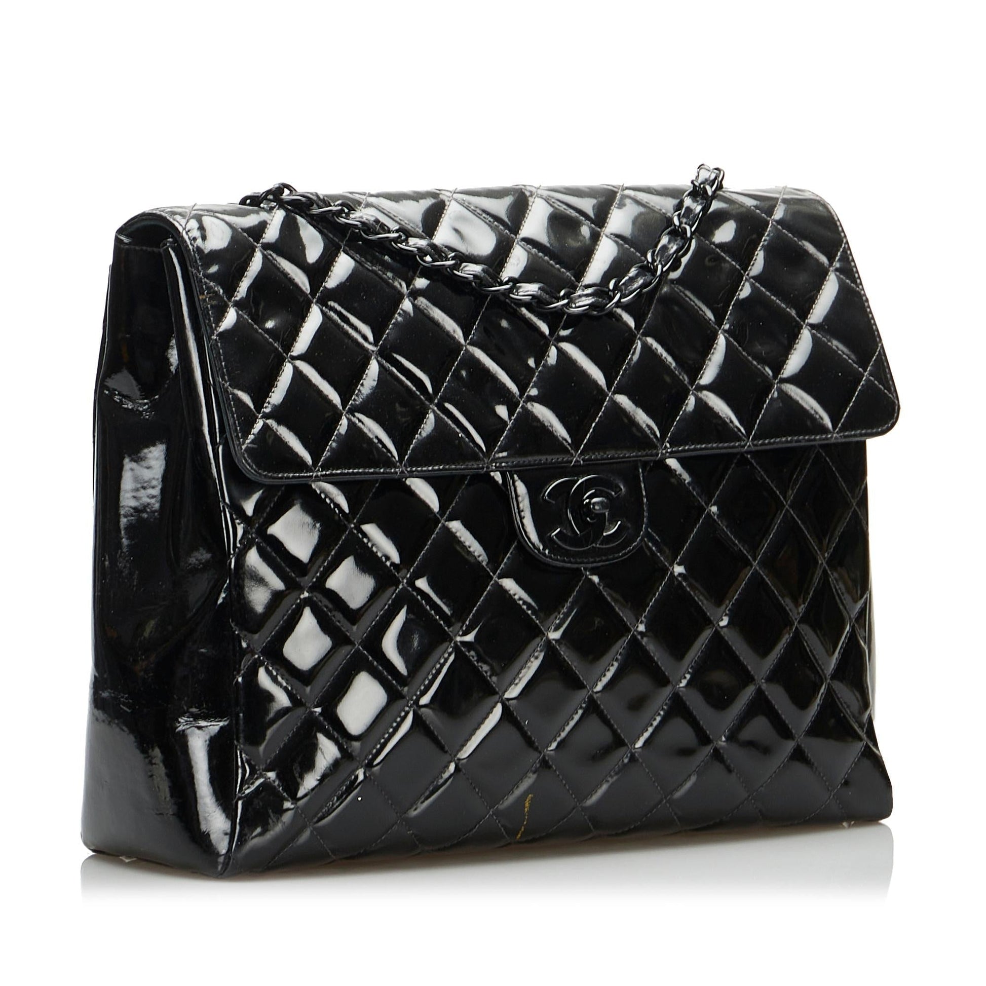 Chanel So Matelasse Patent Single Flap SHG-eJHtIM Black Leather Shoulder Bag