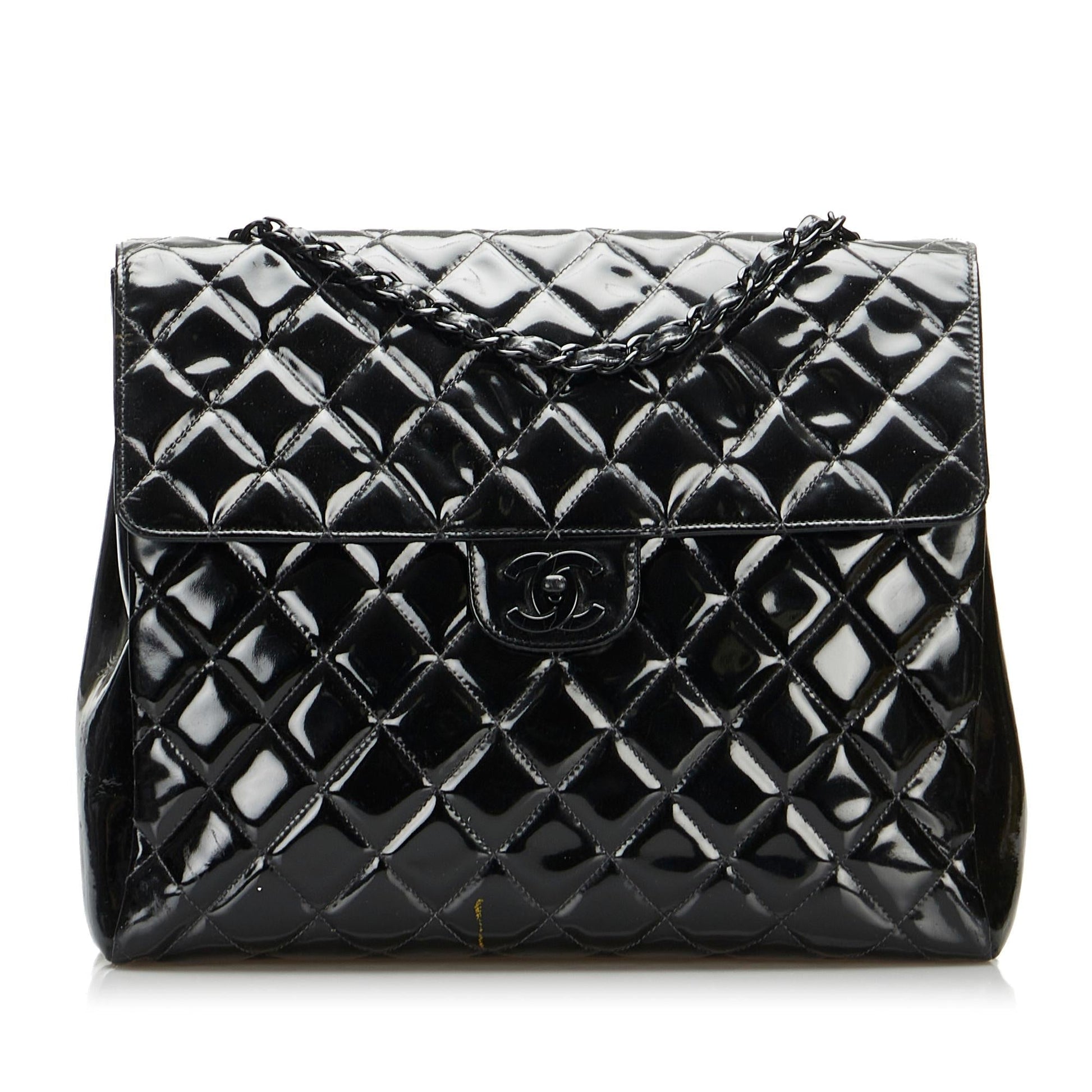 Chanel So Matelasse Patent Single Flap SHG-6IHvZr Black Leather Shoulder Bag