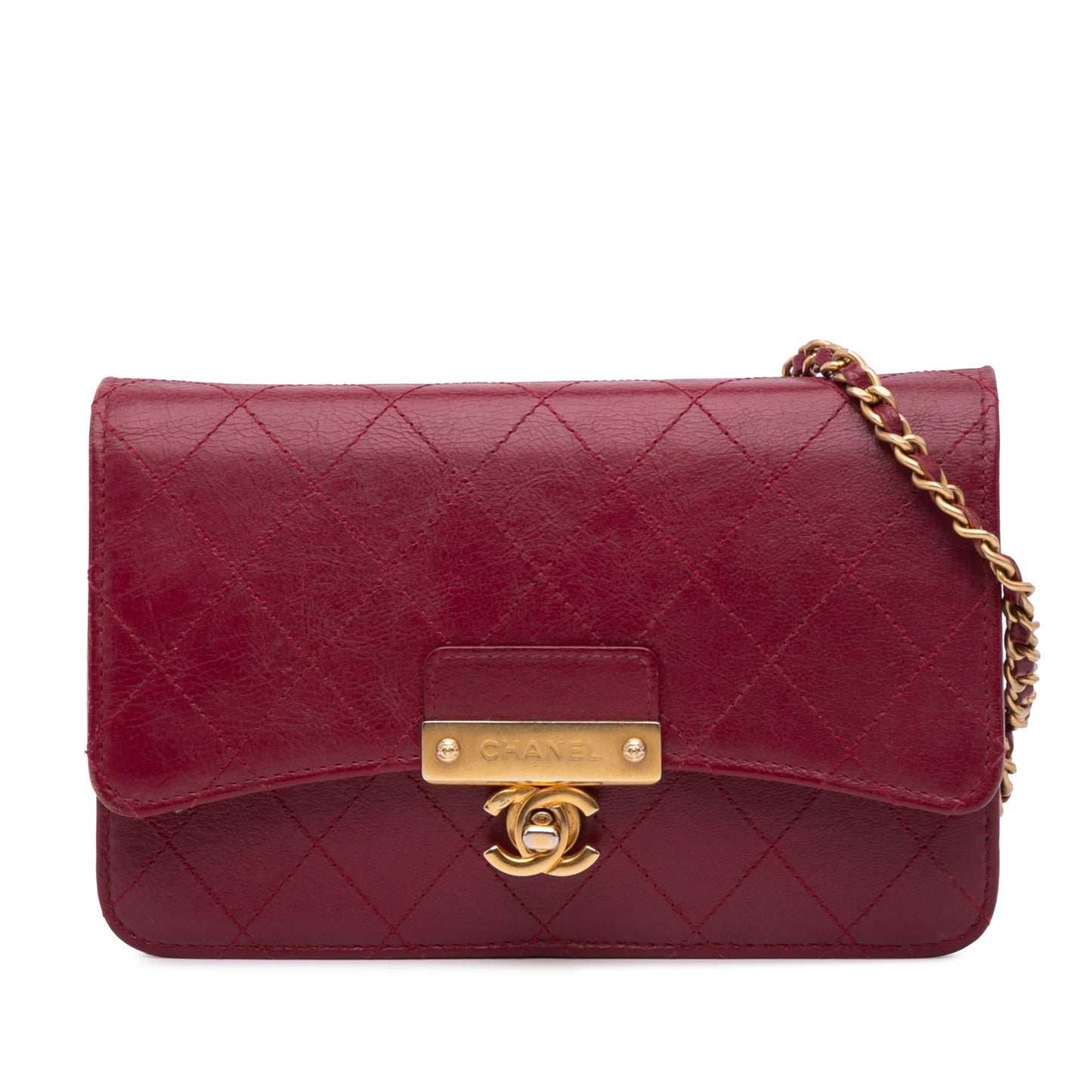 Chanel Stitched Goatskin Golden CC On Wallet Case Chain 1