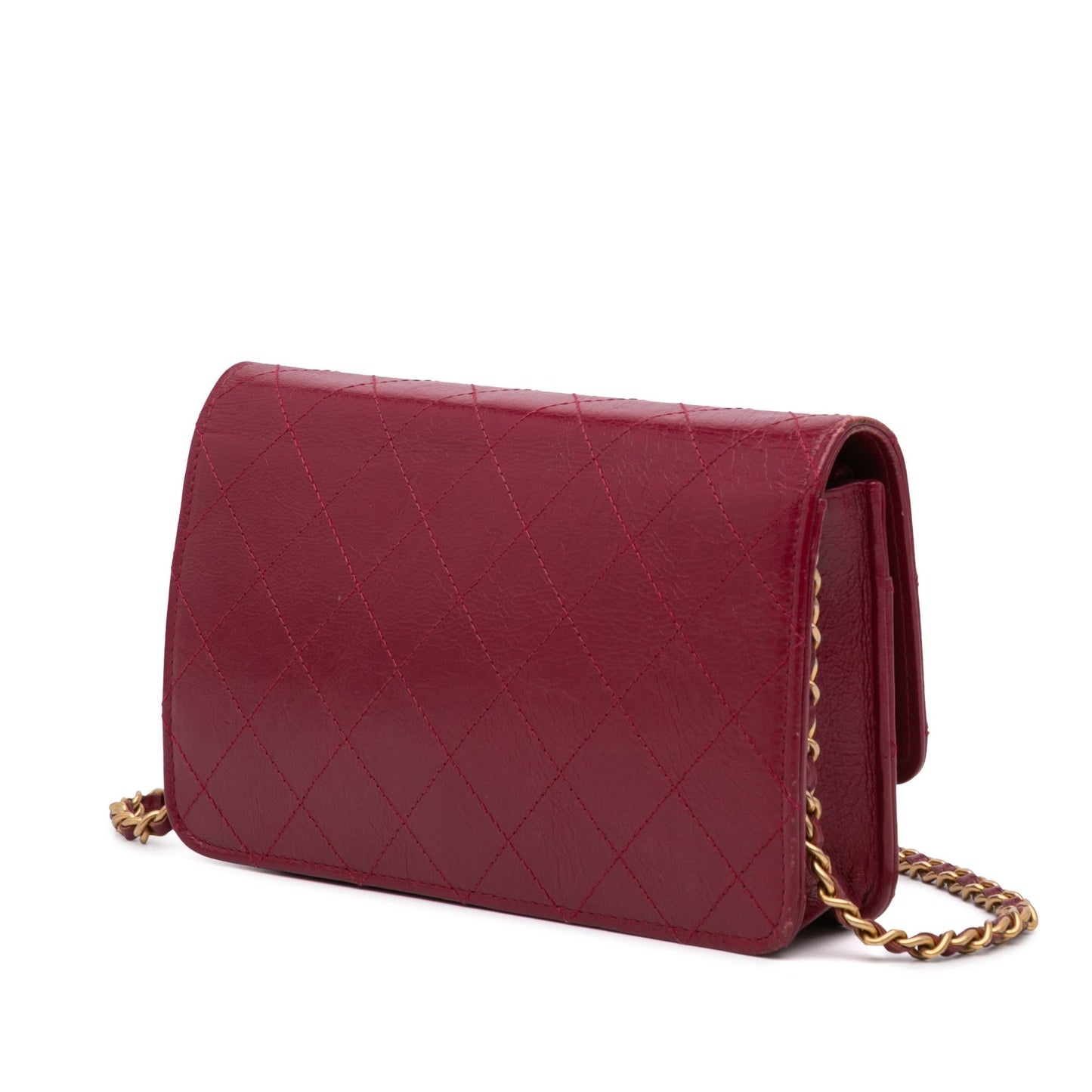 Chanel Stitched Goatskin Golden CC On Wallet Case Chain 2
