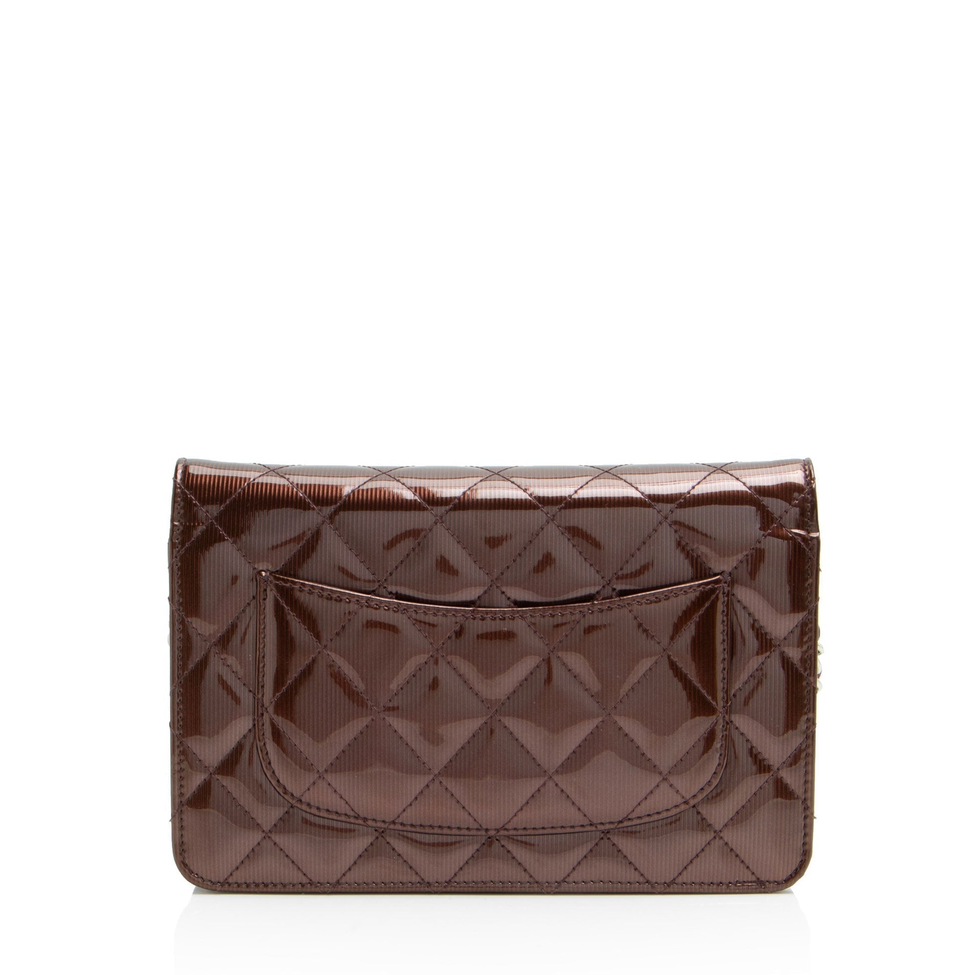 Chanel Striated Patent Classic on Leather Wallet Case