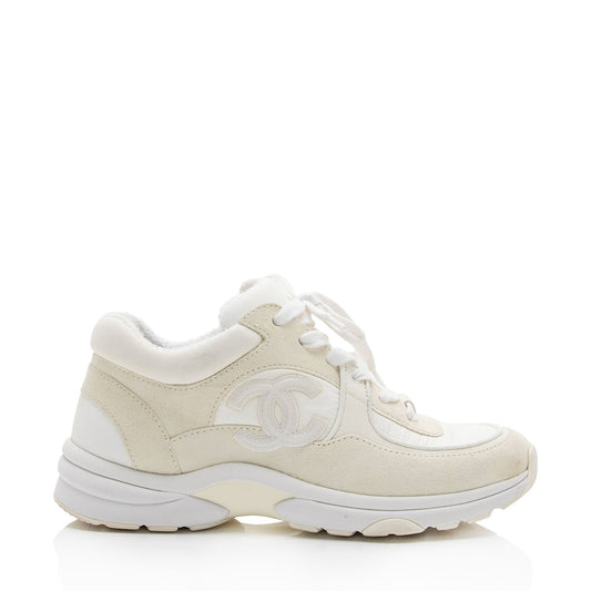 Chanel Suede Calfskin CC Sneakers - Size 7.5 / 37.5 ()