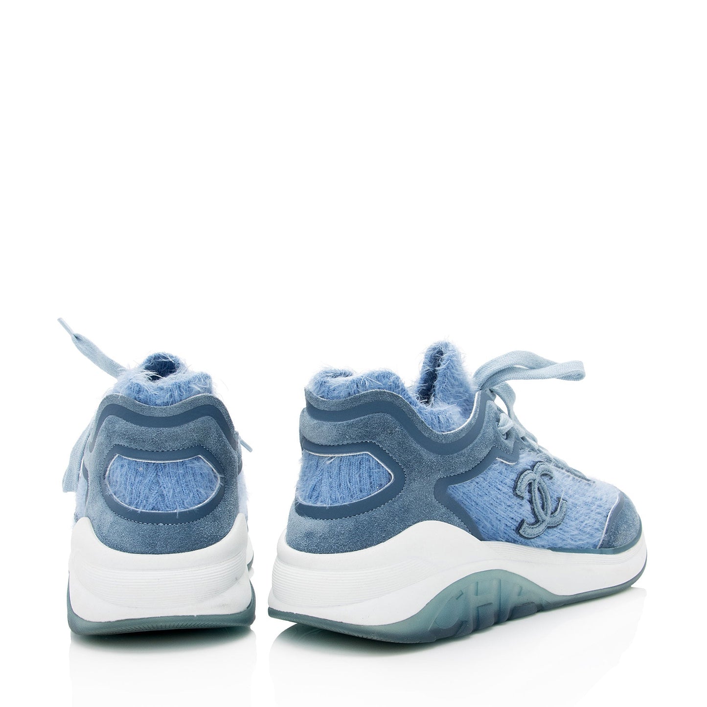 Chanel Suede Calfskin Stretch Fabric CC Sneakers - Size 8.5 / 38.5 ()