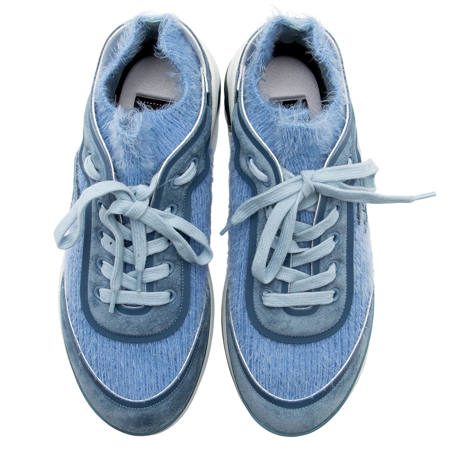 Chanel Suede Calfskin Stretch Fabric CC Sneakers - Size 8.5 / 38.5 ()
