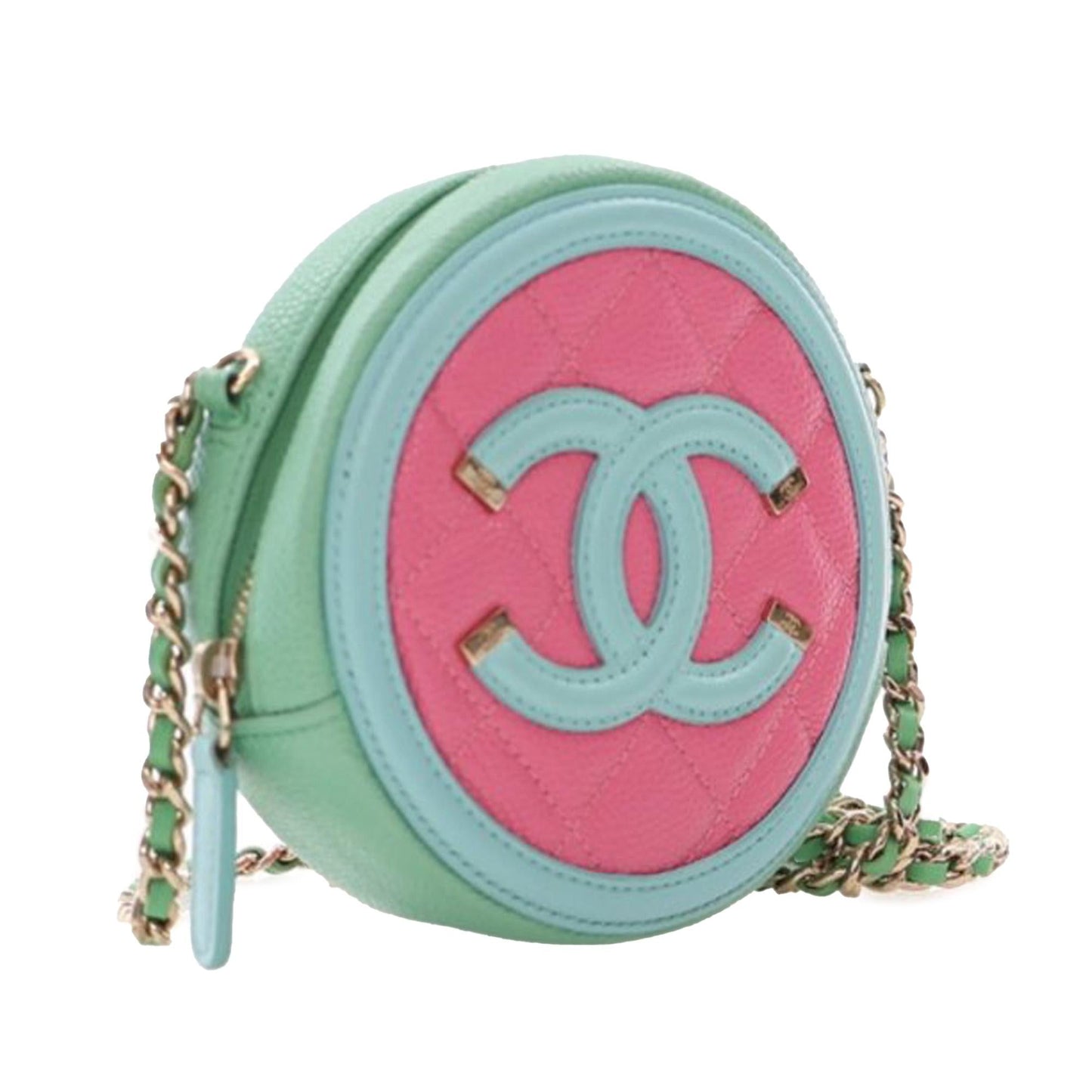 Chanel Tricolor Caviar CC Filigree Round Crossbody Bag