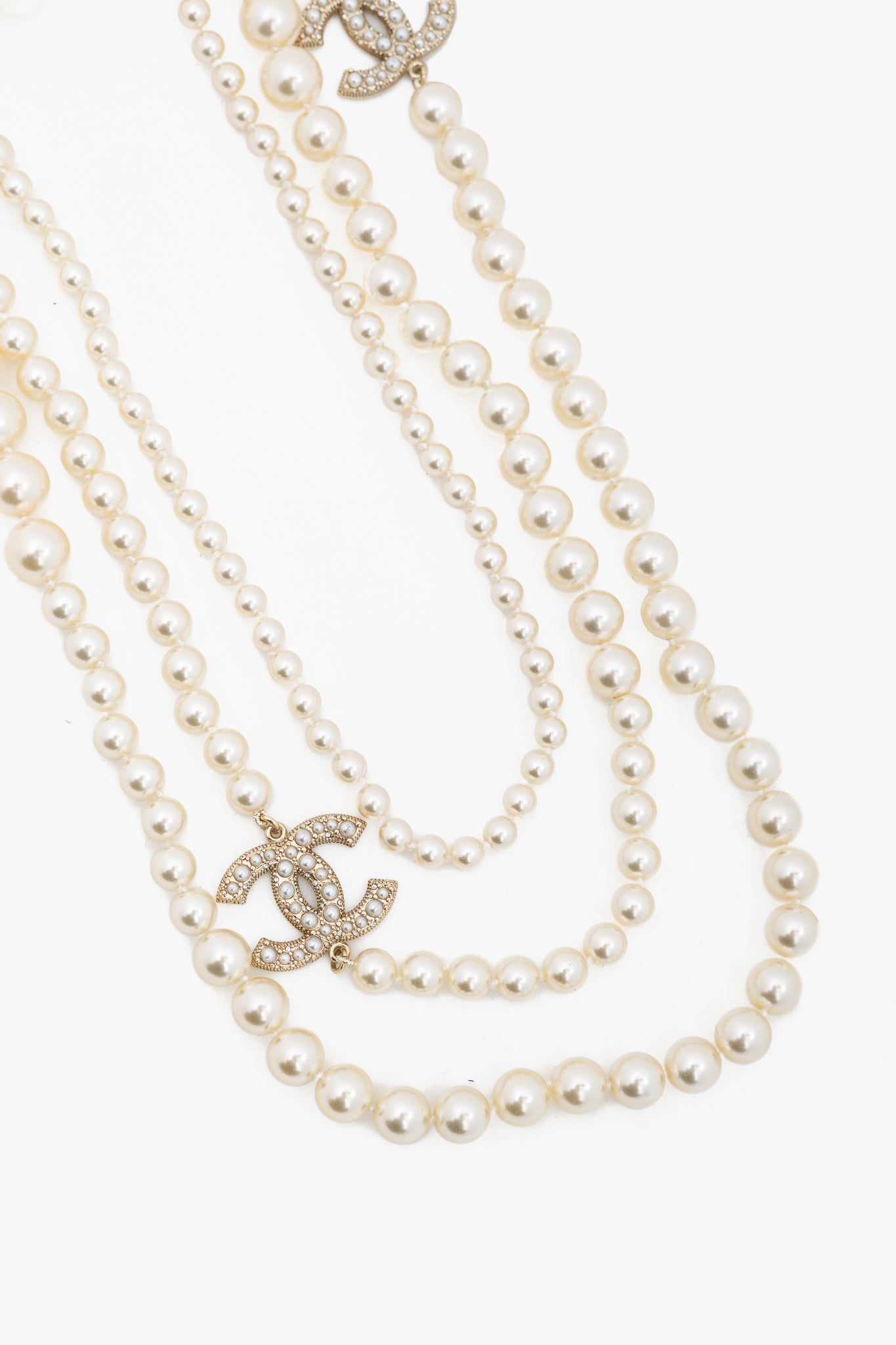 Chanel 100 Anniversary Ivory Pearl & Gold-Tone CC-Logo Long Station Necklace