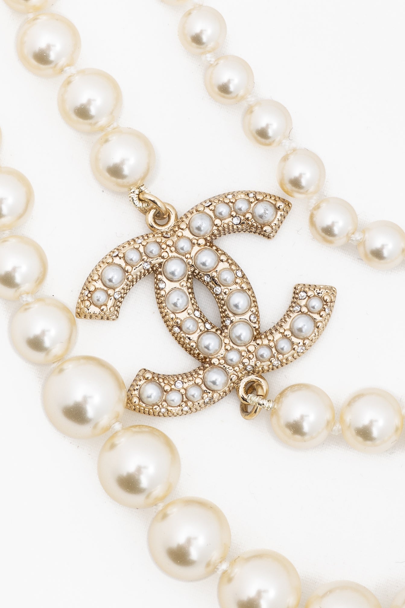 Chanel 100 Anniversary Ivory Pearl & Gold-Tone CC-Logo Long Station Necklace