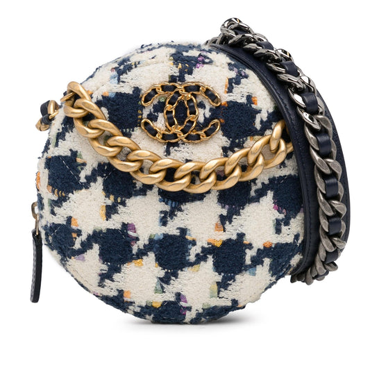 Chanel Tweed 19 Round Clutch Bag Chain 1