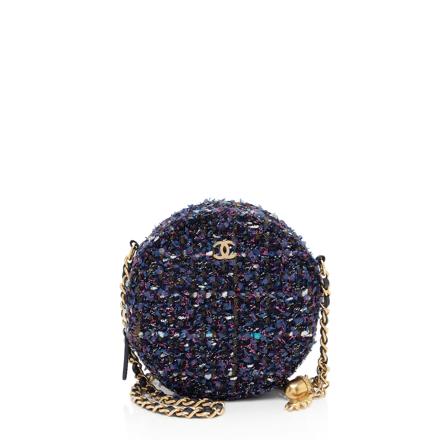 Chanel Tweed CC Round Clutch Bag