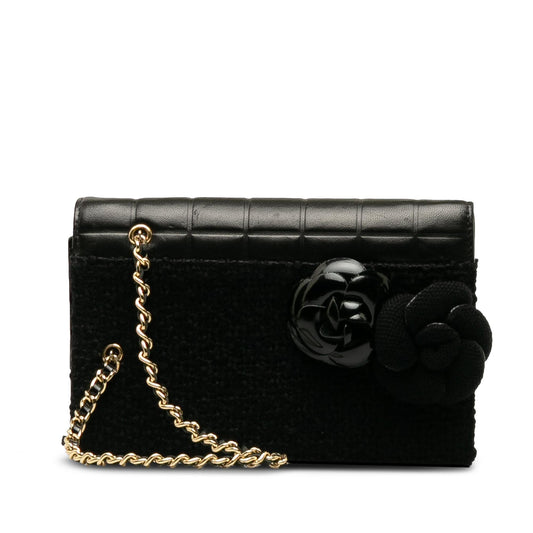 Chanel Tweed Chocolate Bar Camellia SHG-6UFZfw Clutch Bag