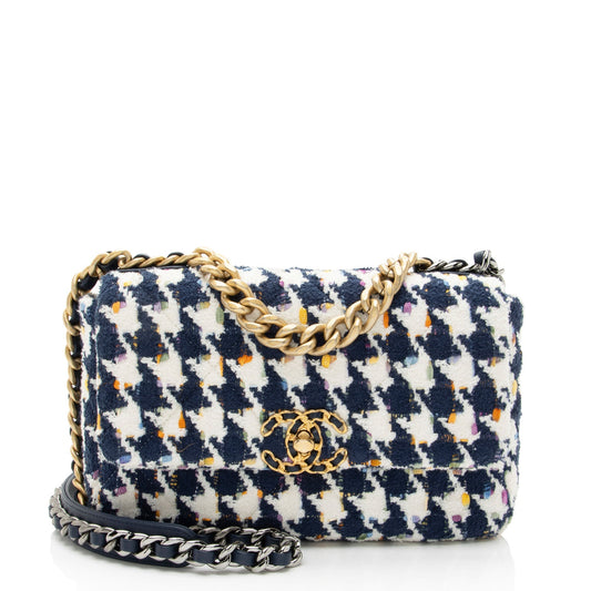 Chanel Tweed Houndstooth 19 Flap Shoulder Bag
