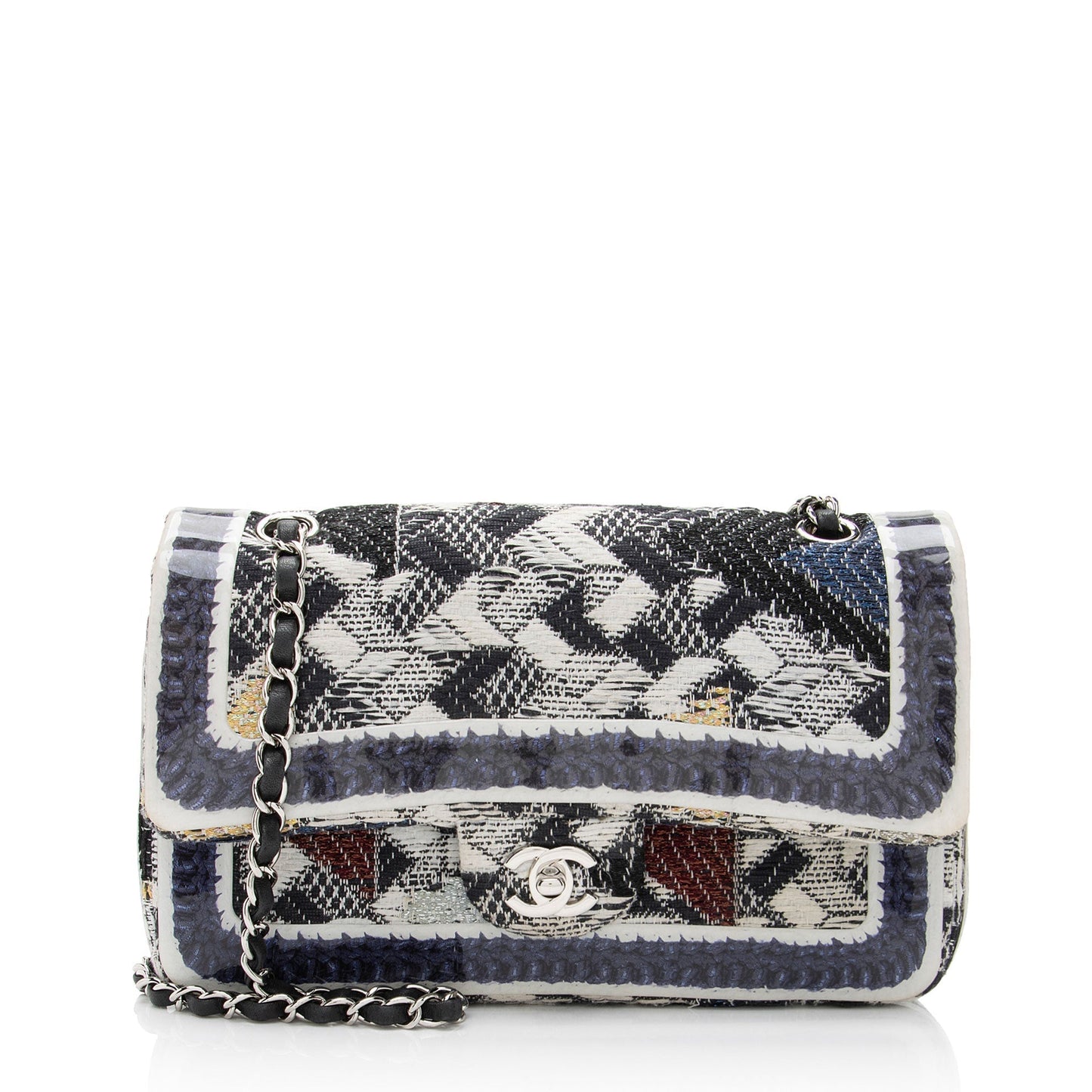 Chanel Tweed Silicone Double Flap Shoulder Bag