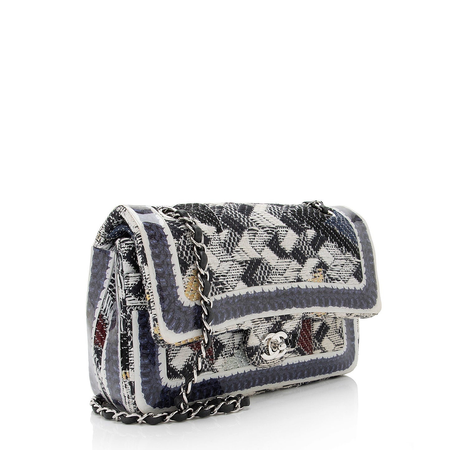 Chanel Tweed Silicone Double Flap Shoulder Bag