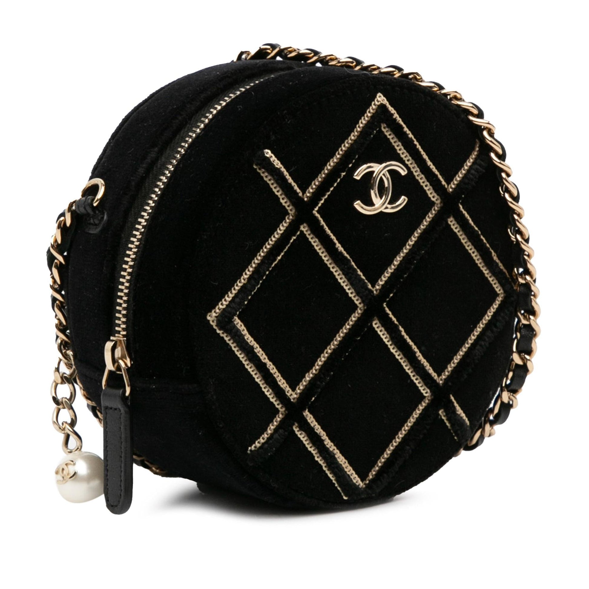 Chanel Velvet Pearl Sequin Round Crossbody Bag Crossbody 3