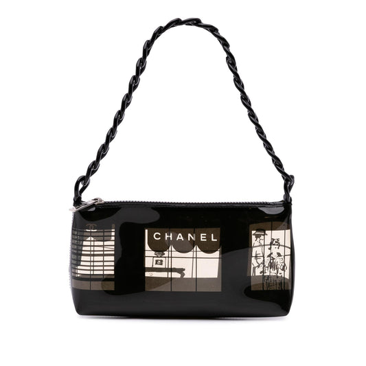 Chanel Vinyl Coco Window Pochette Clutch Bag
