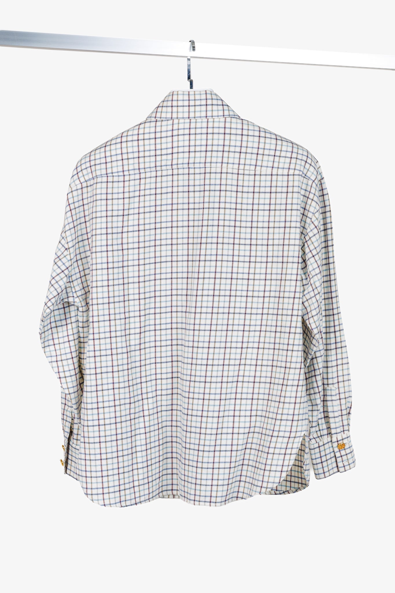 Chanel Boutique White Plaid Buttoned Flannel Apparel