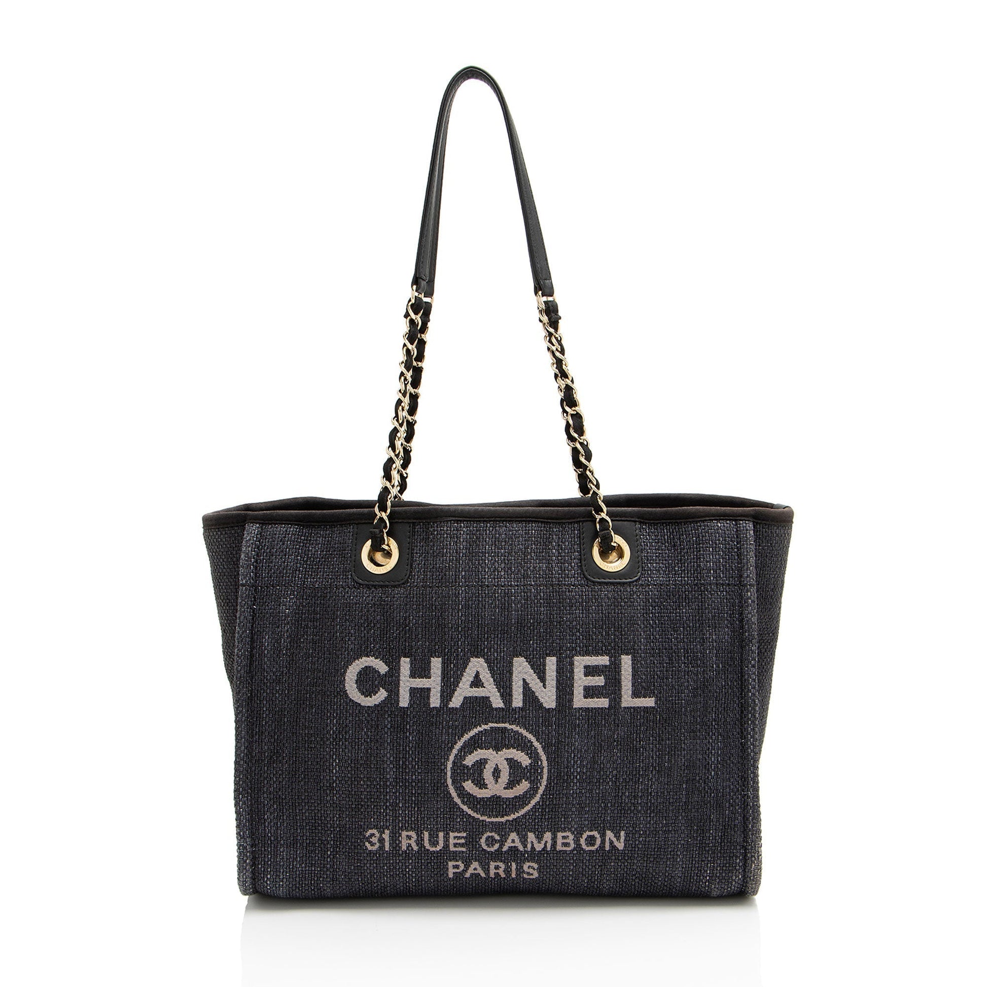 Chanel Woven Straw Deauville Small Tote Bag
