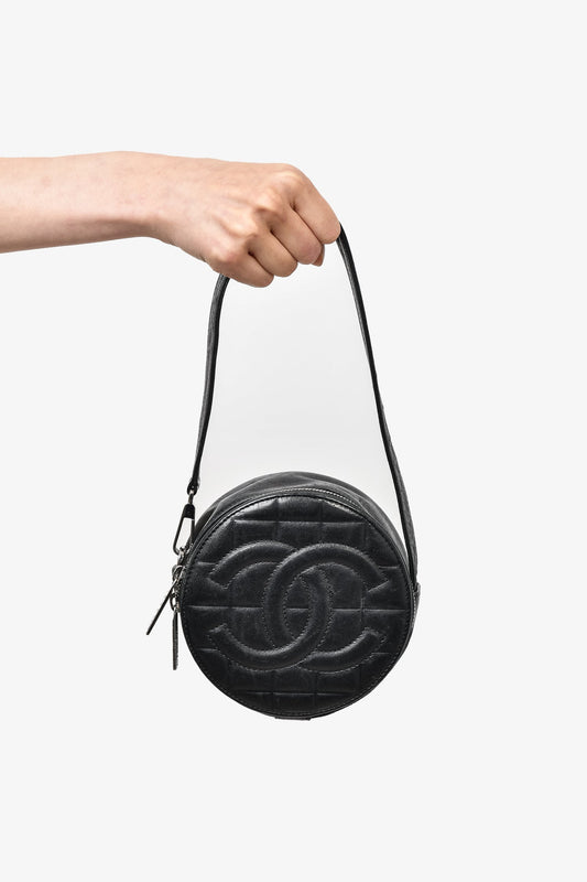 Chanel ™ 2003/2004 Black Leather Round CC Shoulder Bag