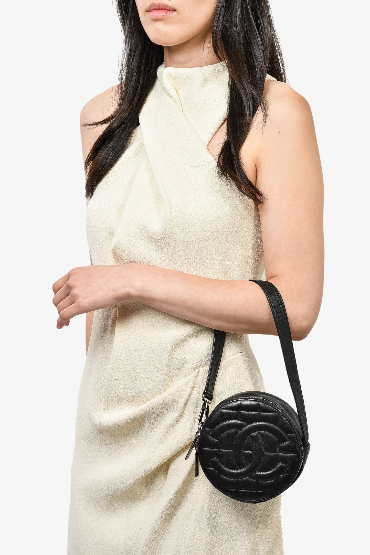 Chanel ™ 2003/2004 Black Leather Round CC Shoulder Bag