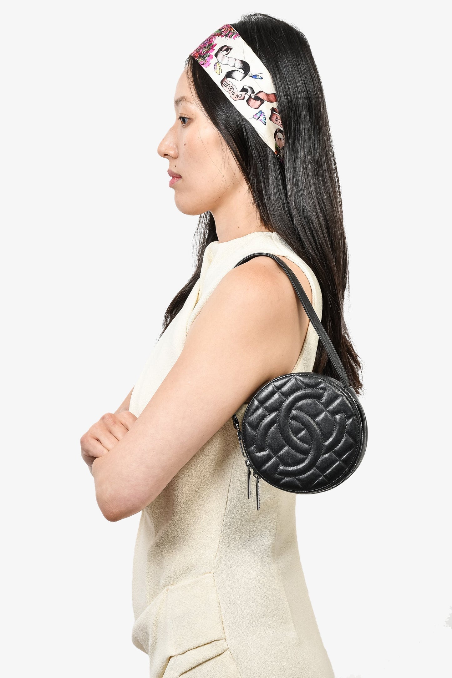 Chanel ™ 2003/2004 Black Leather Round CC Shoulder Bag