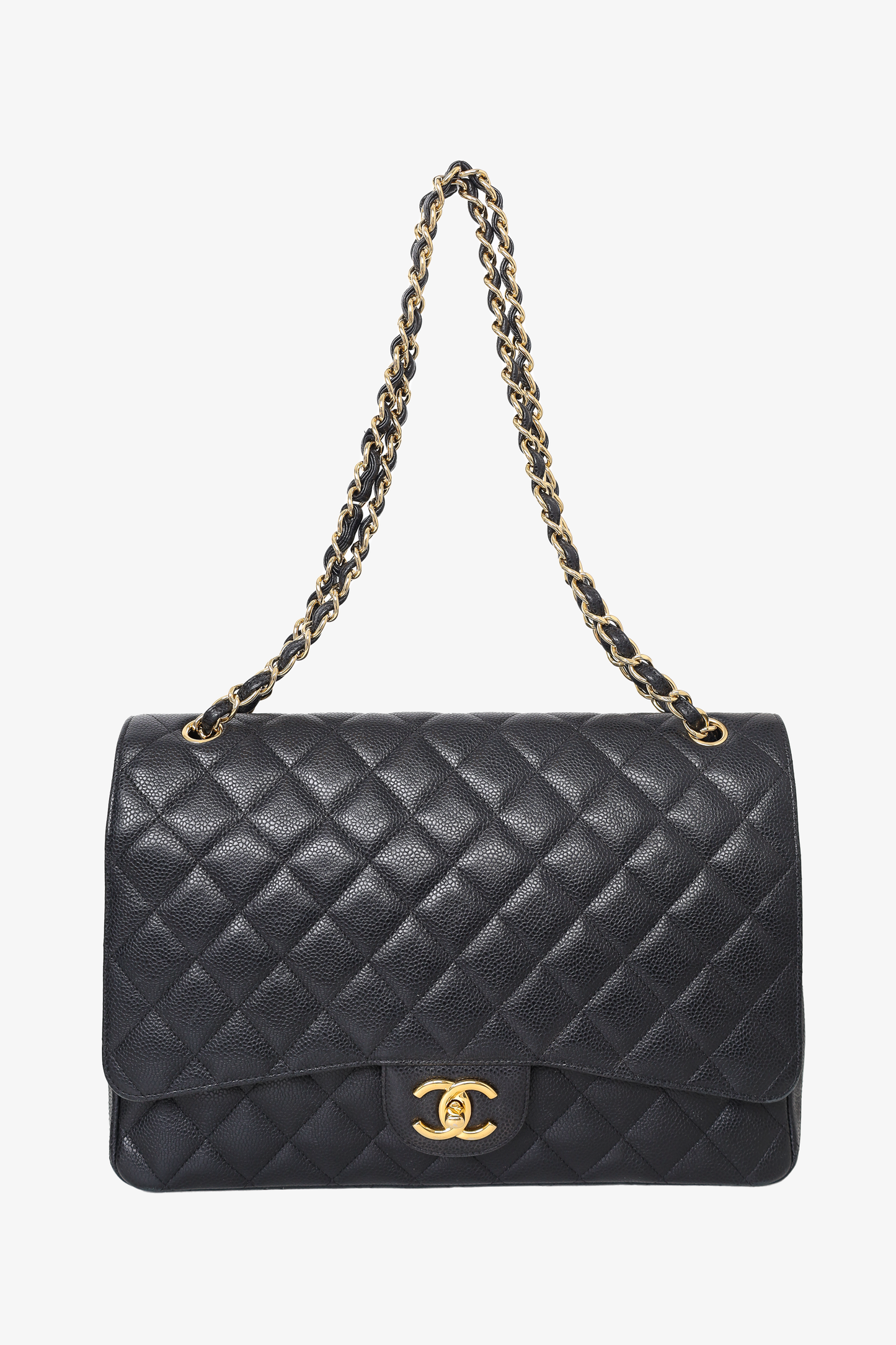Chanel ™ 2017 Black Caviar Leather Maxi Double Flap Bag