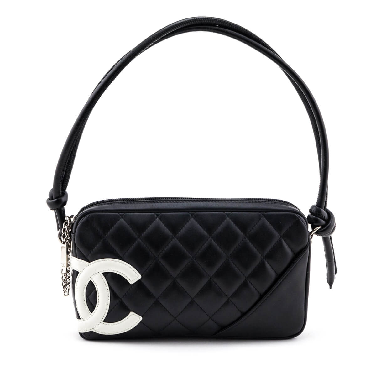 Chanel Black & White Quilted Calfskin Cambon Pochette Bag