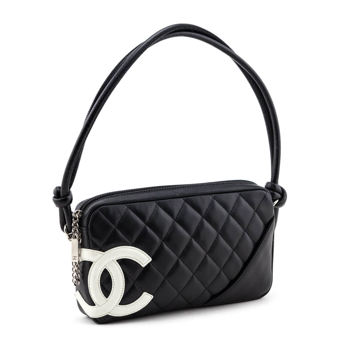 Chanel Black & White Quilted Calfskin Cambon Pochette Bag