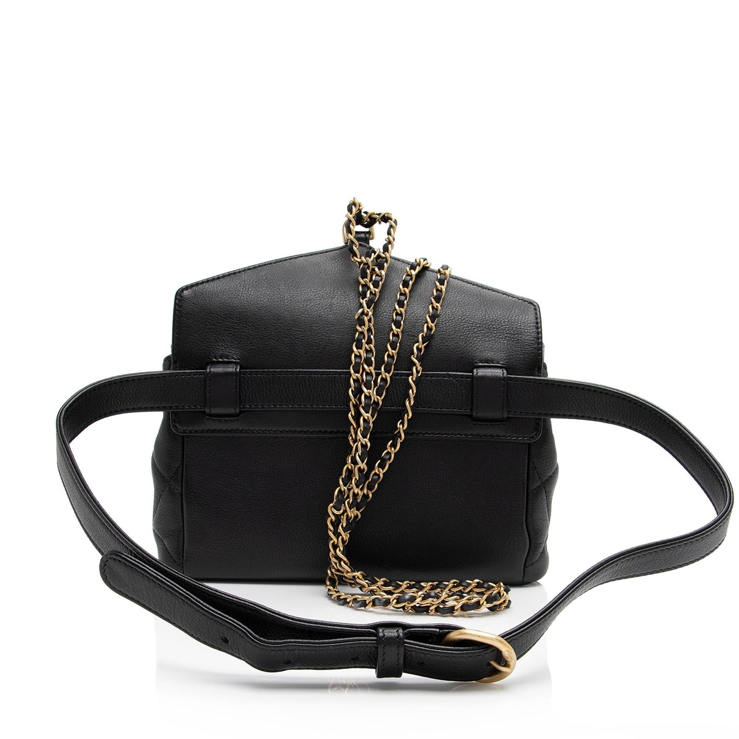 Chanel Calfskin Quilted Carry Chic Flap Waist Handbag