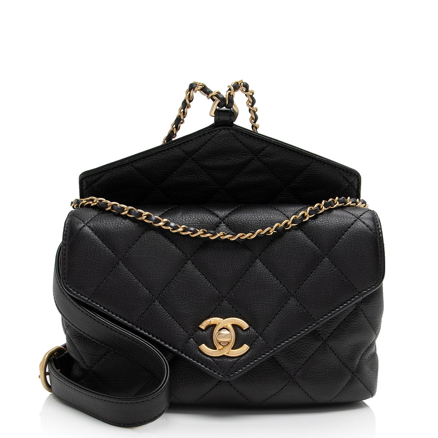 Chanel Calfskin Quilted Carry Chic Flap Waist Handbag