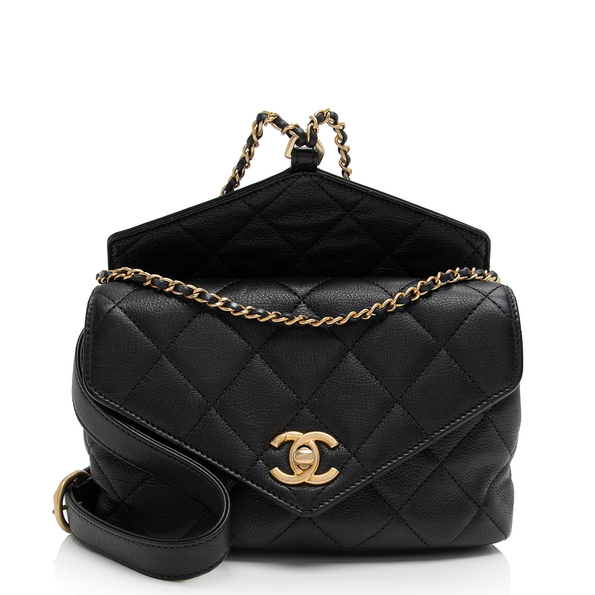 Chanel Calfskin Quilted Carry Chic Flap Waist Handbag